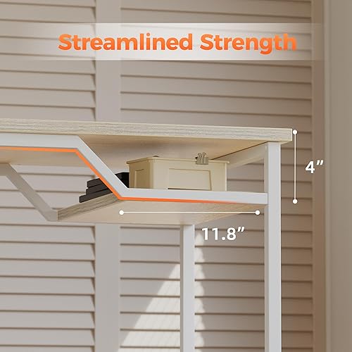 Miniatura 2 de Mericonia Escritorio de computadora de 55 x 24 pulgadas, escritorio de juegos para espacios pequeños, mesa de estilo moderno y simple para oficina