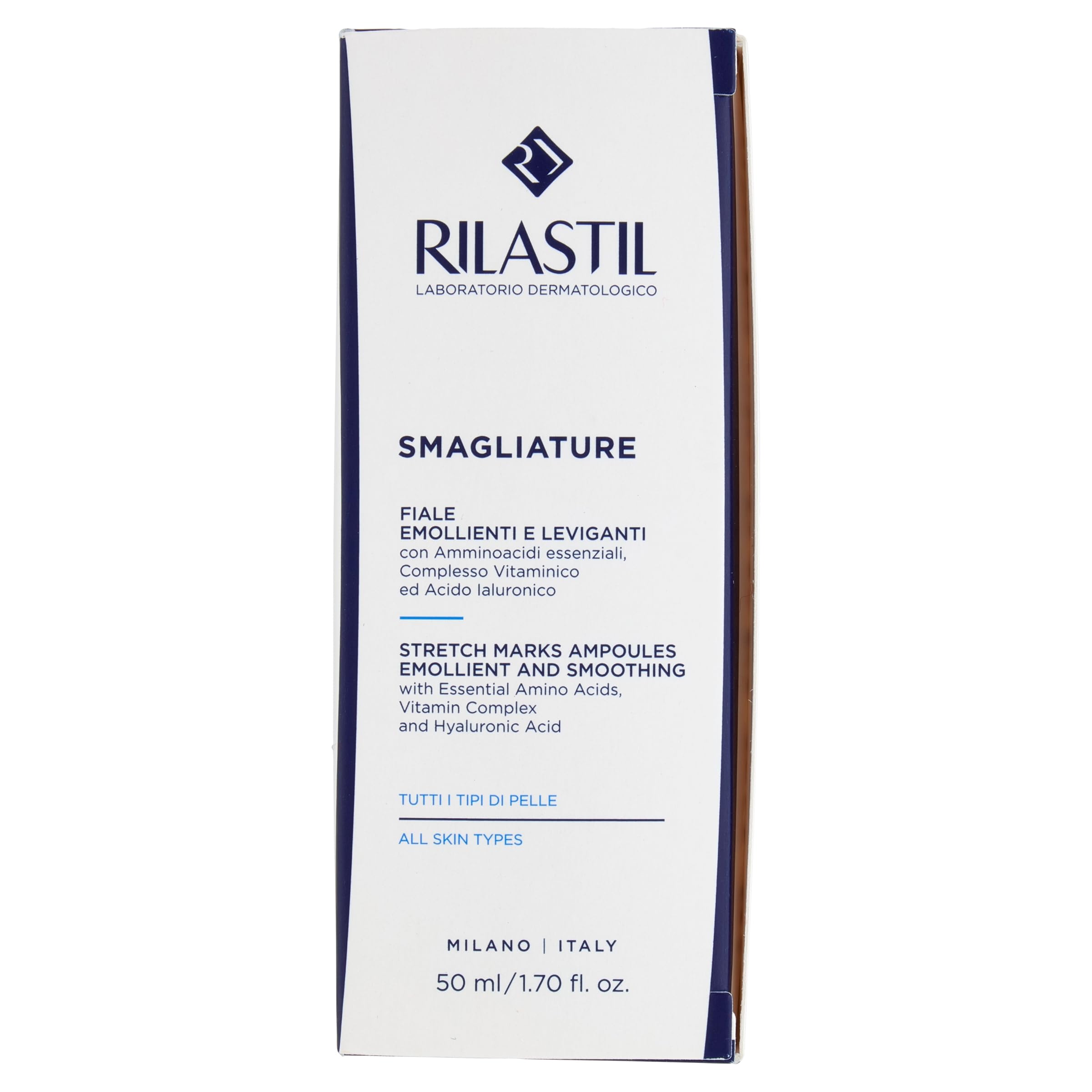 Rilastil Fiale Smagliature, Trattamento Intensivo, Emollienti e Leviganti, Tutti i Tipi di Pelle, Confezione da 10 fiale da 5 ml