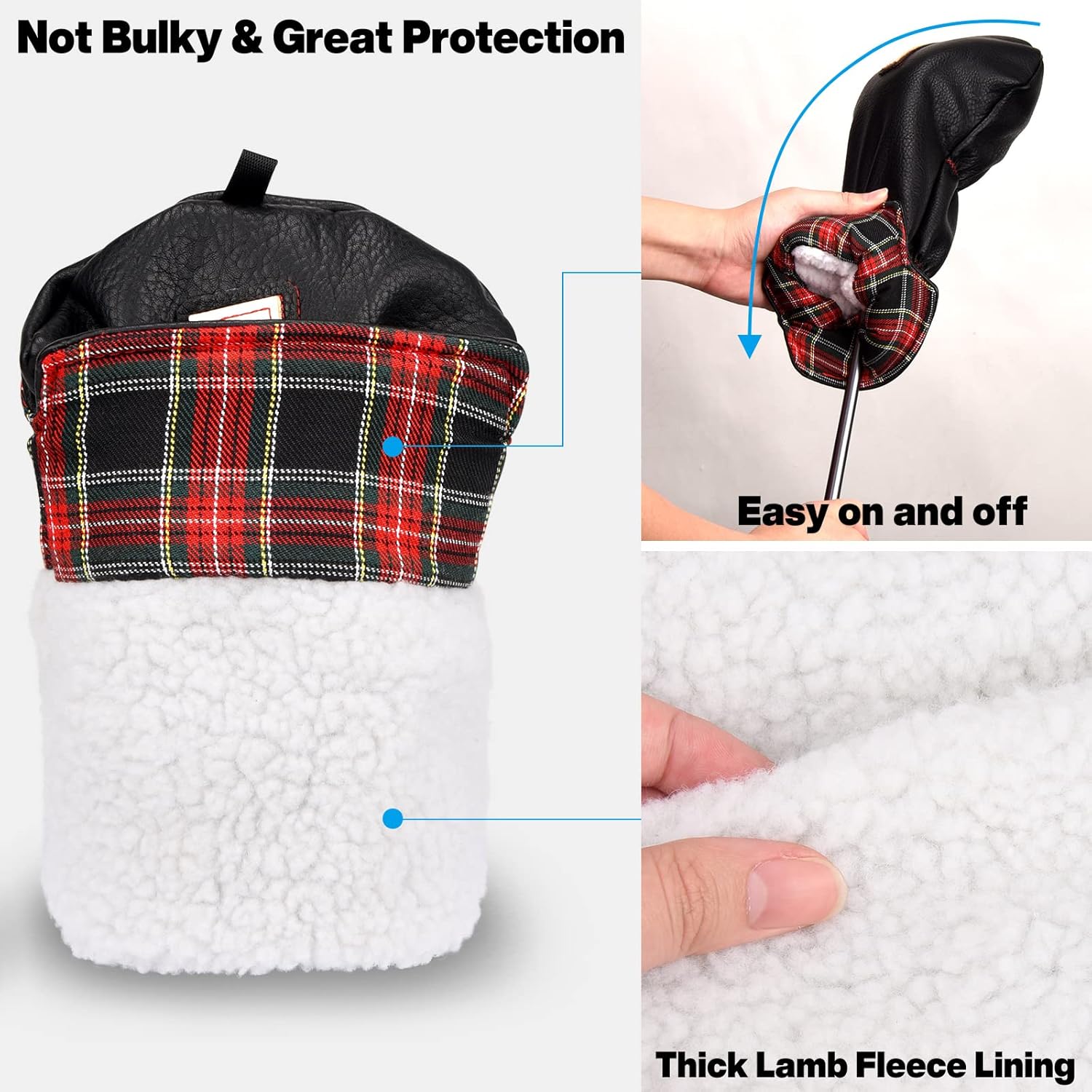 Big Teeth USA Flag Golf Club Covers for Woods and Drivers, Driver Headcover Black PU Leather, Head Cover Set Golf Clubs Men with Big Number : Sports & Outdoors