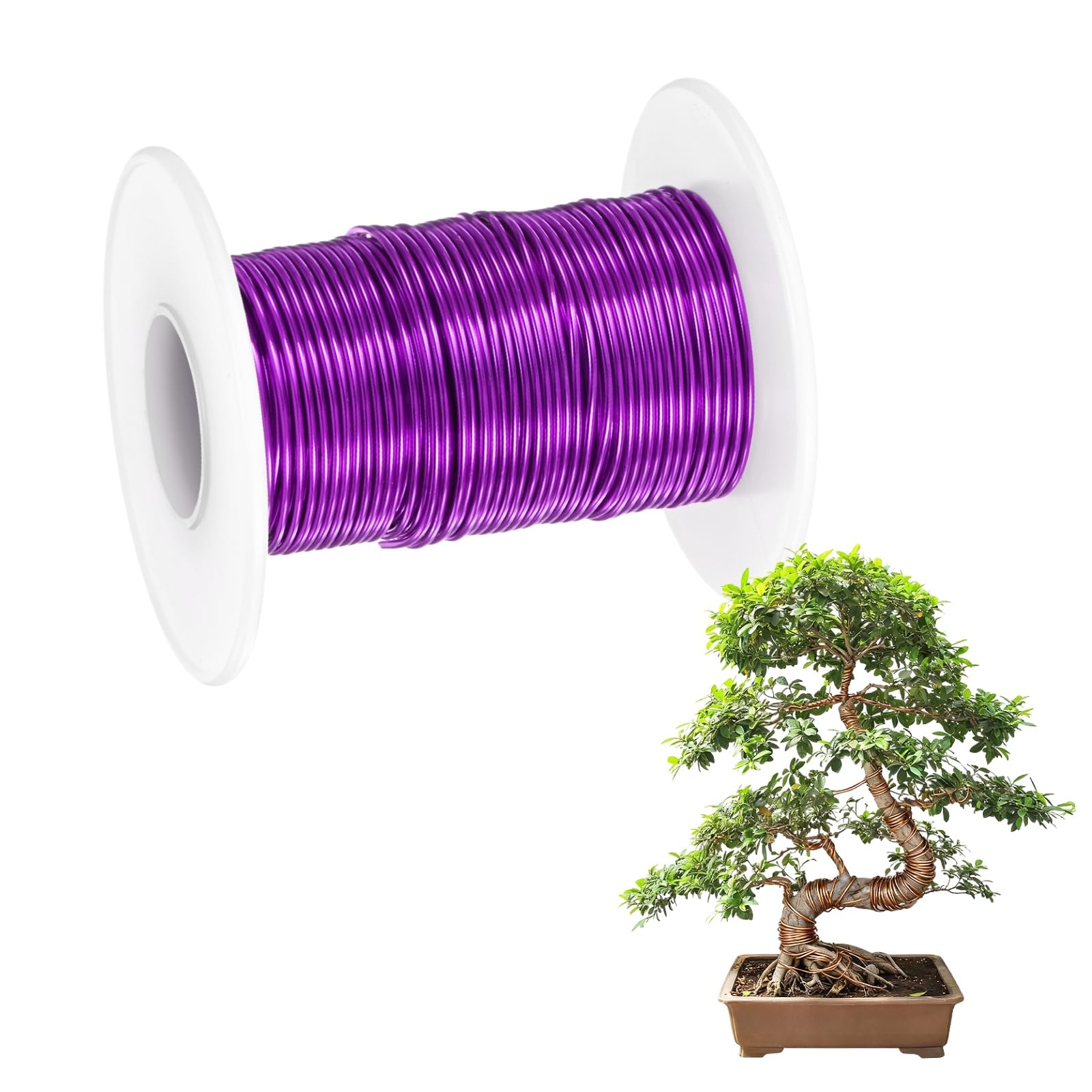 M METERXITY 1-Pack Bonsai Training Wire 1mm x 49ft/15m, Purple