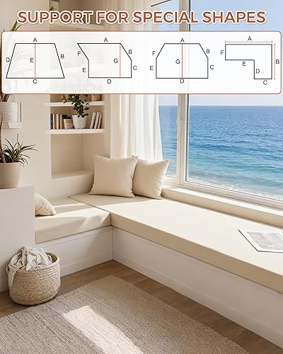 Miniatura 2 de Cojín de banco personalizado, cojines de banco para muebles de interior, cojines de ventana de bahía, cojín antideslizante para asiento de ventana