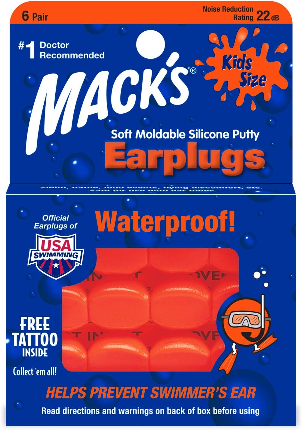 Mack's 6 pair Pillow Soft Ear Plugs - Kid Size