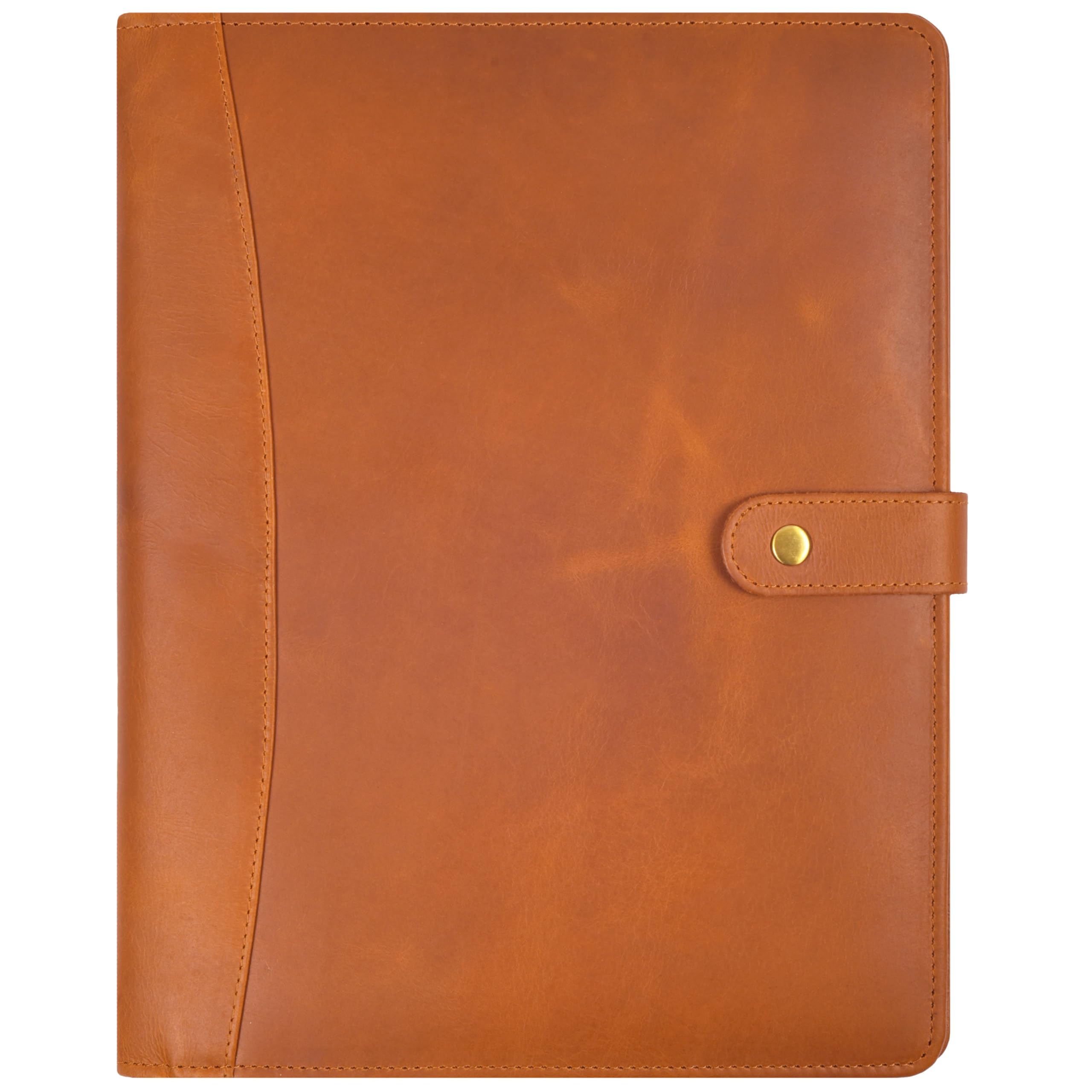 Genuine Leather Portfolio Organizer for Men & Women Padfolio Folder for A4/Letter Paper with Pen Loop, Document Holder & Card Slots Ideal for Business & Interviews Tan