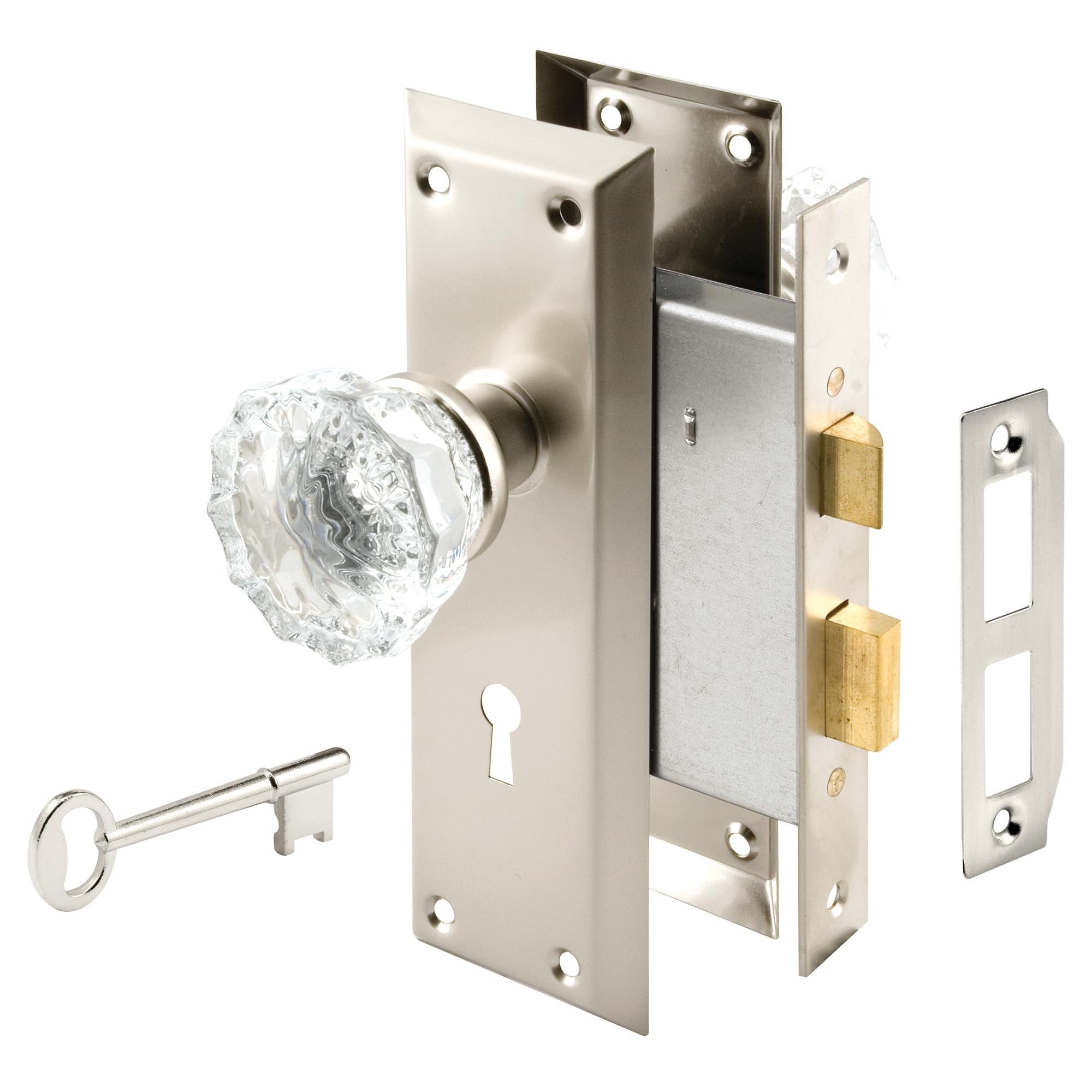 Vintage Mortise Lock Set with Glass Knobs - FREE SHIPPING -13