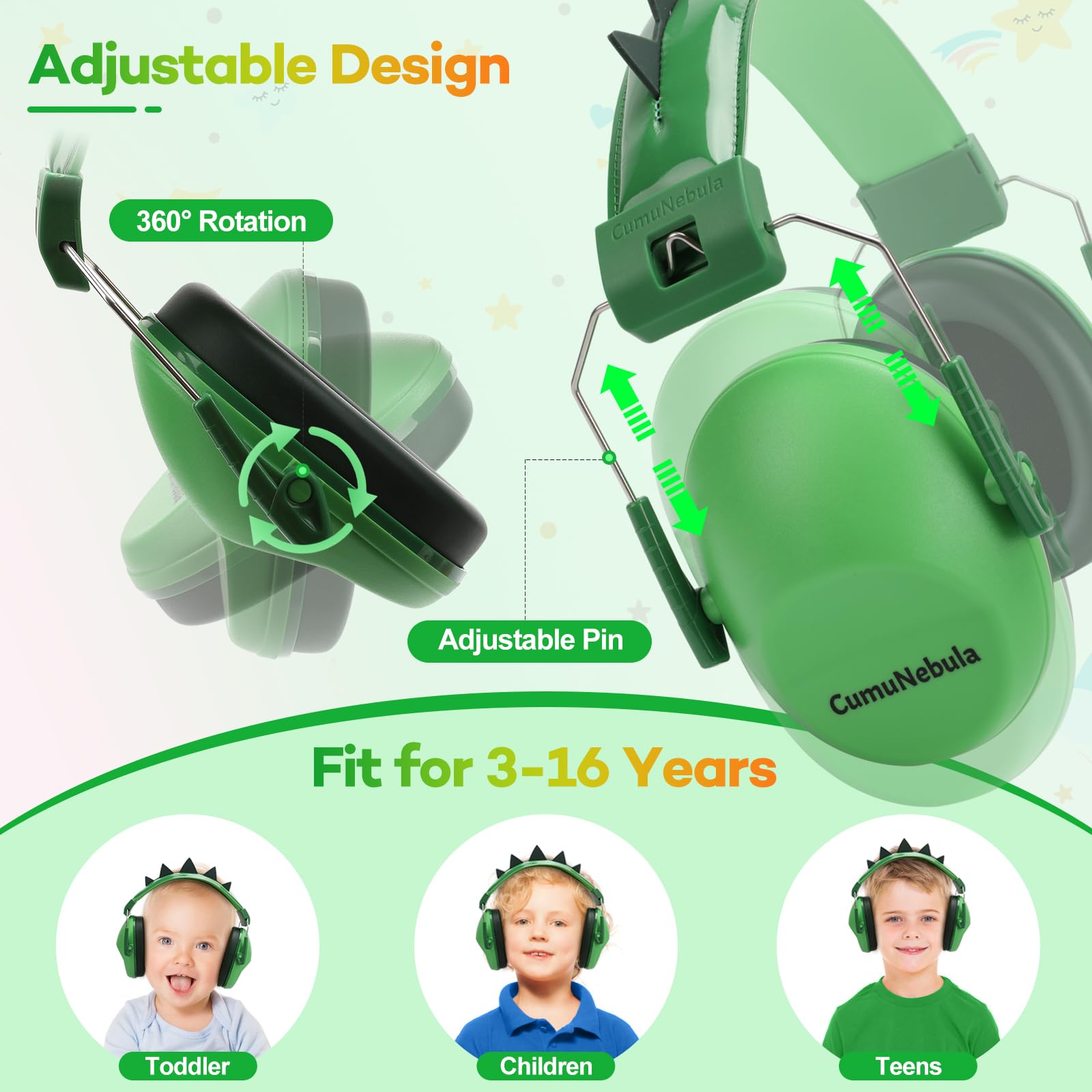 Protector Oído para Niño, Protección Auditiva SNR 28dB con Diadema Ajustable, Casco Antiruidos Profesional Cancelación de Ruido para