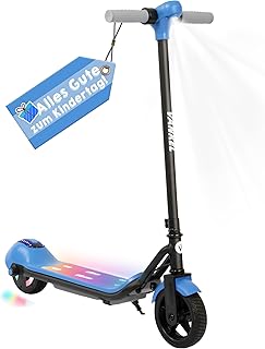ZQ001 E Scooter,6.5" Leichter Roller Kinder 6-12 Jahre, 150 W Motor & 3 Gänge & 2500mAh,3-8KM Reichweite Cityroller, LED-Anzeige Bunte Regenbogenlichter elektroroller Höhenverstellbar & 70kg