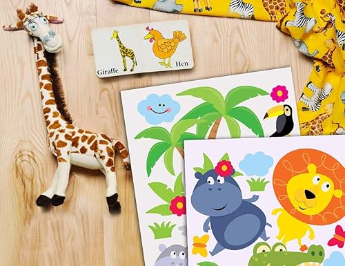 Miniatura 5 de Vinilo adhesivo de pared para habitación de niños decoración de pared diseño de selva de safari de animales para habitación de juegos  Pegatinas de