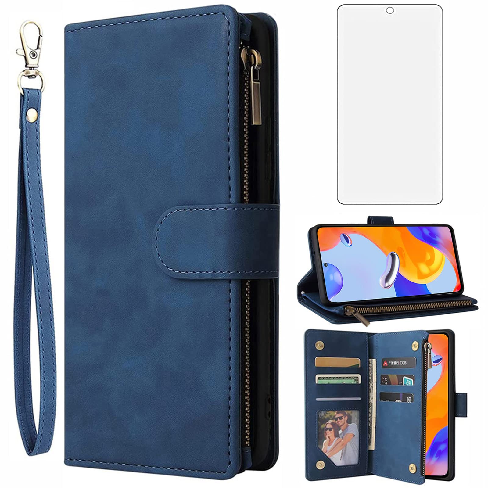 Asuwish Custodia Portafoglio Con Supporto Per Xiaomi Redmi Note 10 Pro E Pro Max, Con Pellicola In Vetro Temperato E Cinturino