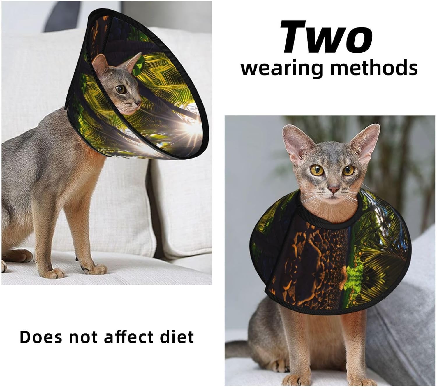 Hawaii Sunbeams Print Cat Cone Collar, Adjustable Elizabethan Collar, Soft Dog Recovery Collars, for Small Large Cats