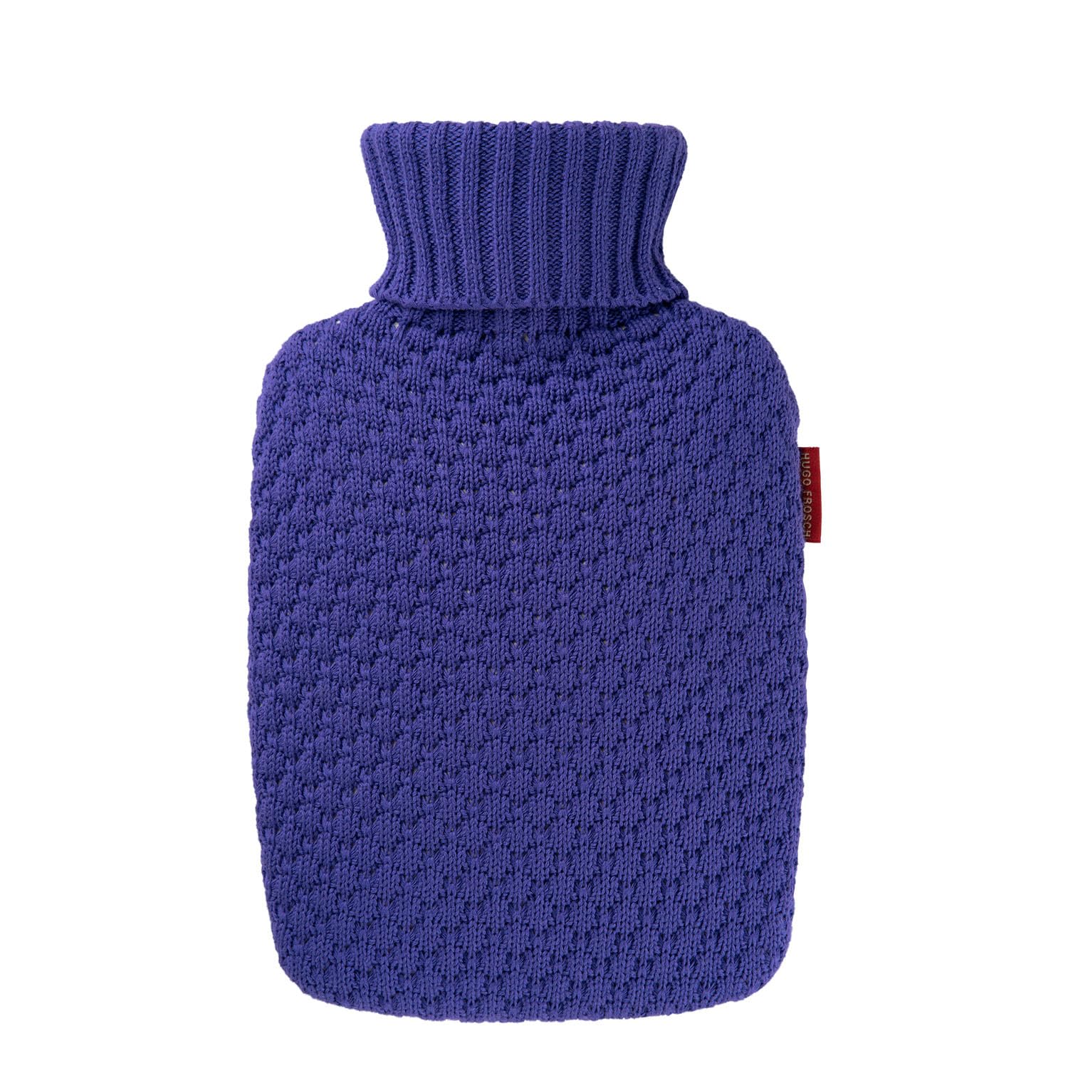 Hugo Frosch Wärmflasche Plant 1,8l – Made in Germany – mit kuscheligem Strickbezug Blau aus Bio-Baumwolle – große, auslaufsichere Bettflasche - mit waschbarem Bezug