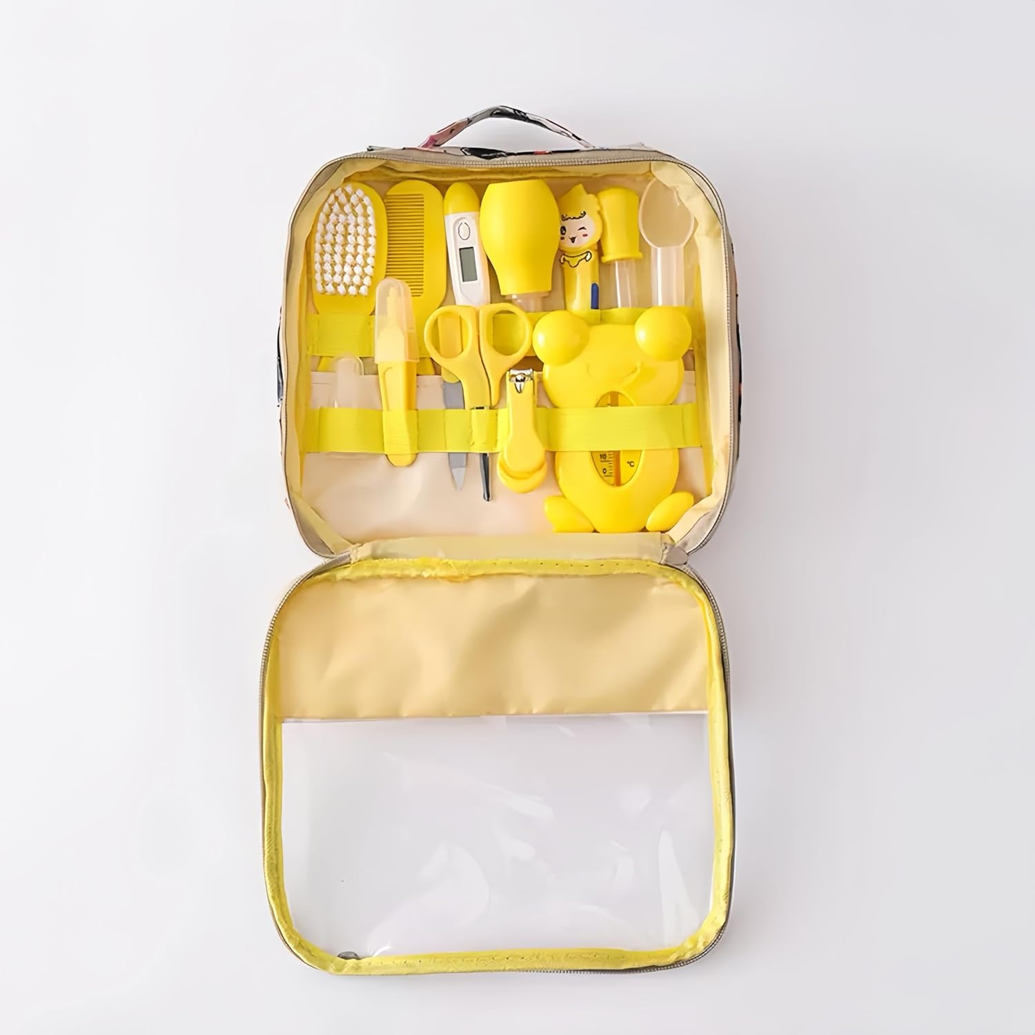 Infant Essentials Travel Kit – Baby Care & Safety Kit with CPR & Choking Reference Cards, 14-Piece Newborn Set for Diaper Bag & Travel (Yellow)