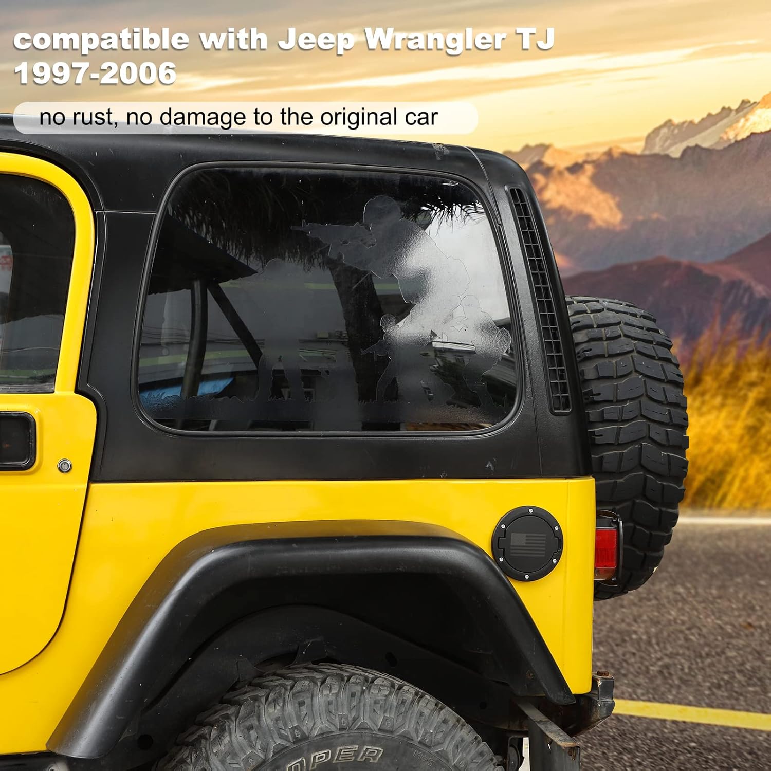 RT-TCZ Fuel Filler Door Gas Tank Cap Cover Decoration Exterior Accessories for Jeep Wrangler TJ 1997-2006 (US Flag)