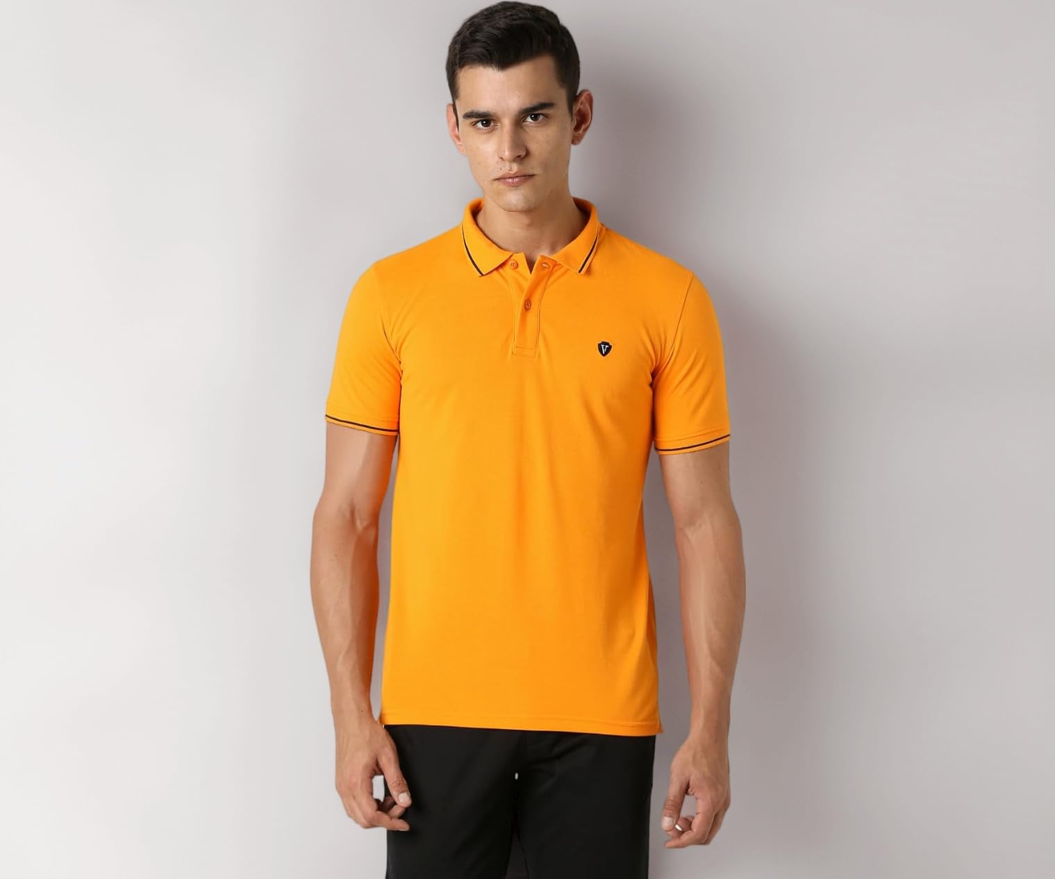 Men's Cotton Solid Regular Fit Collar Polo T-Shirt