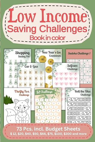 Low Income Saving Challenges Book: in Color I 73 different Low Income Money Saving Challenges mainly between $12 to $250, some available between $300 and $1,000