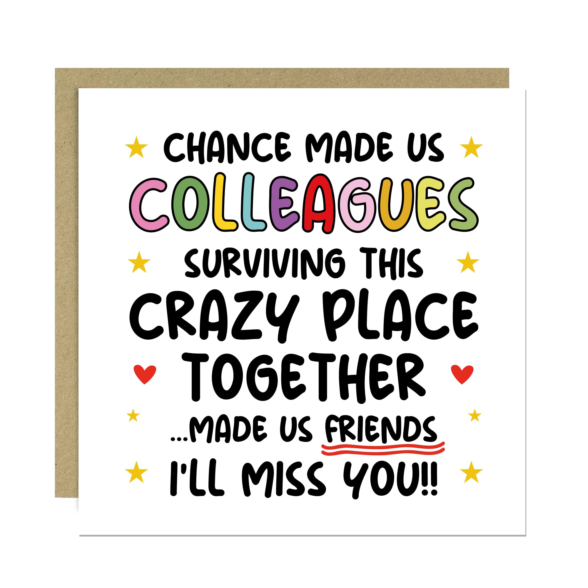 RED OCEAN Chance Made Us Colleagues Card Funny Card For Colleague Leaving Job Goodbye With Kraft Envelope Included For Him Her