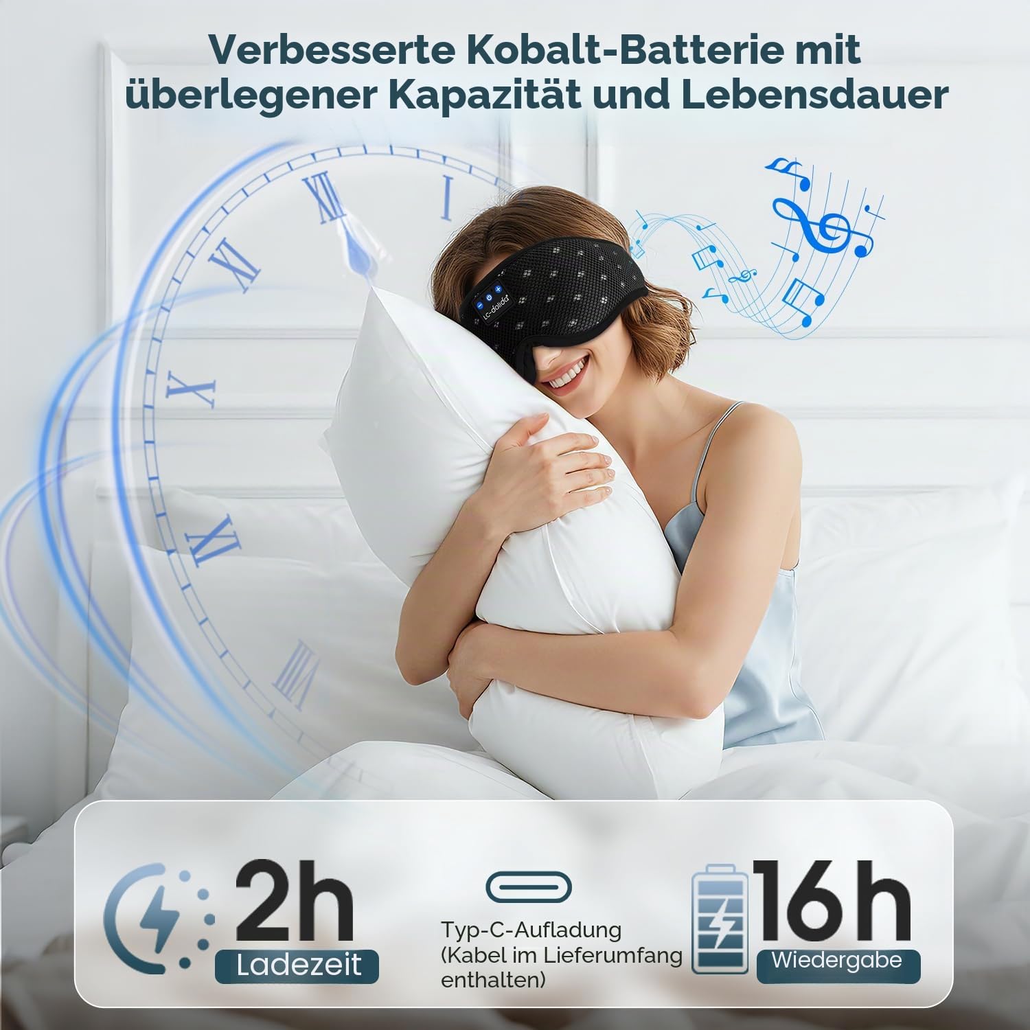LC-dolida Schlafmaske mit Kopfhörer Bluetooth V5.4, Ultraweiche 3D Schlafkopfhörer Kopfhörer zum Schlafen für Frauen Herren,Augenmaske Schlafbrille mit Mikrofon für Reisen/Nickerchen/Yoga/Meditation
