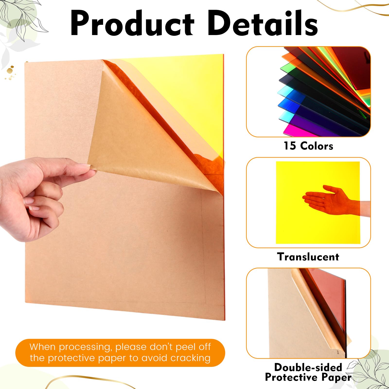 Geetery Lot de 15 feuilles acryliques colorées de 30,5 x 30,5 x 0,3 cm d'épaisseur - Panneaux en plastique translucide pour la rentrée scolaire, projet de bricolage, cadre photo, gravure au laser, 15