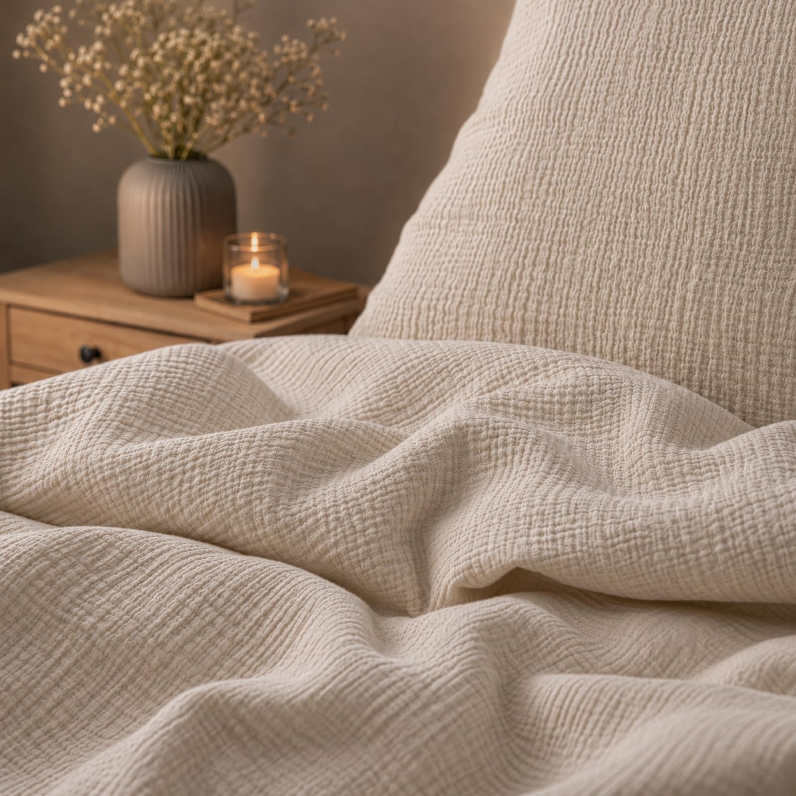 PremiumShop321 Pościel muślinowa Pure Hug, 1 sztuka, 100% bawełna, 135 x 200 + 80 x 80 cm, kolor naturalny