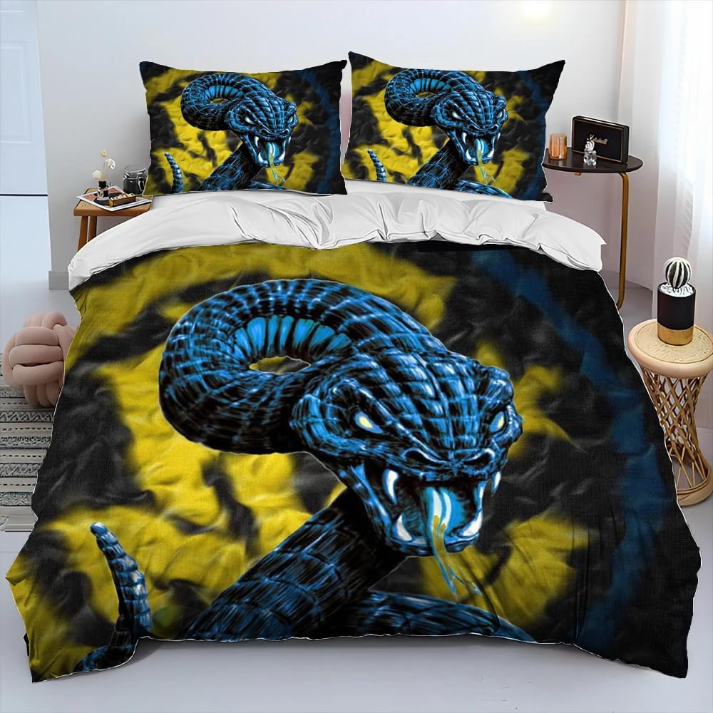 Housse de couette 160x200 serpent microfibre parure de lit 1 personne