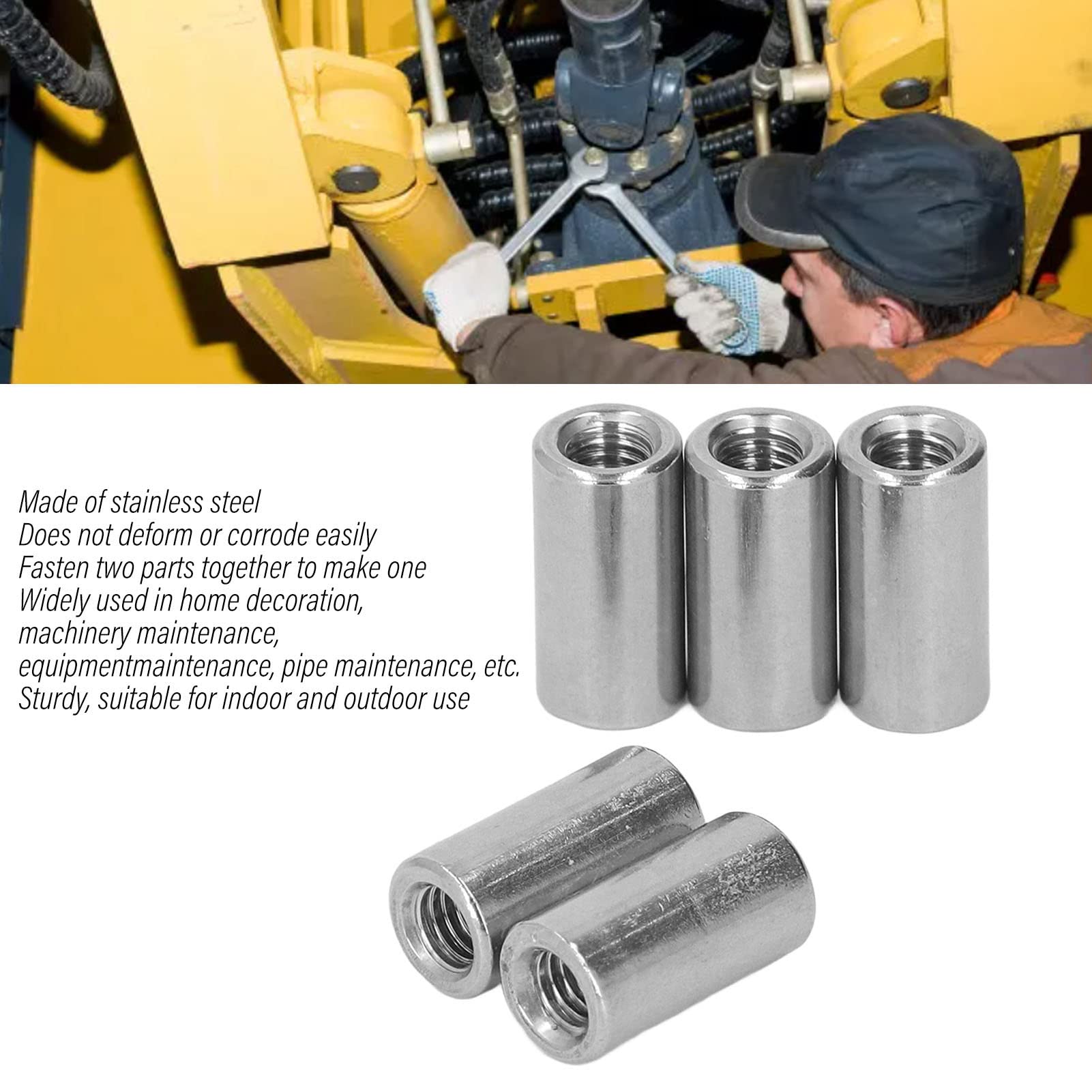 Round Coupling Nut Kit Stainless Steel 20Pcs M6 x 1.0 Small and Lightweight Widely Used for Indoor and Outdoor Female Thread Connection Nut