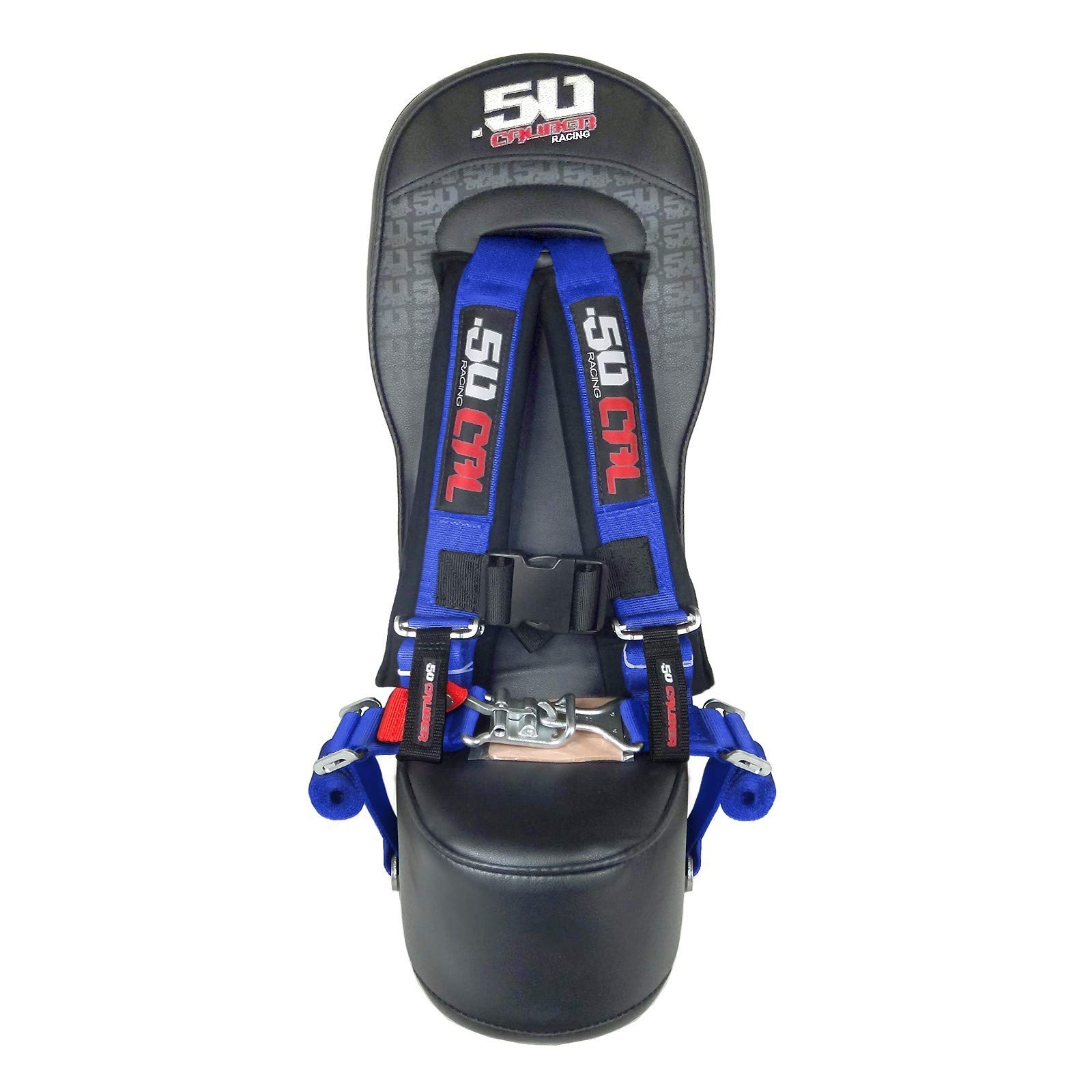 50 Caliber Racing - Wildcat Bump Seat + Blue 4 Point Harness with Latch Release, Compatible with Arctic Cat Wildcat 2 & 4 Seater Models, UTVs and Off