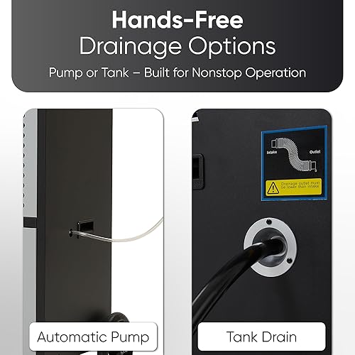 Miniatura 4 de Deshumidificador comercial de 350 pintas para sótanos y espacios industriales - Bomba integrada, manguera de drenaje, funcionamiento continuo,