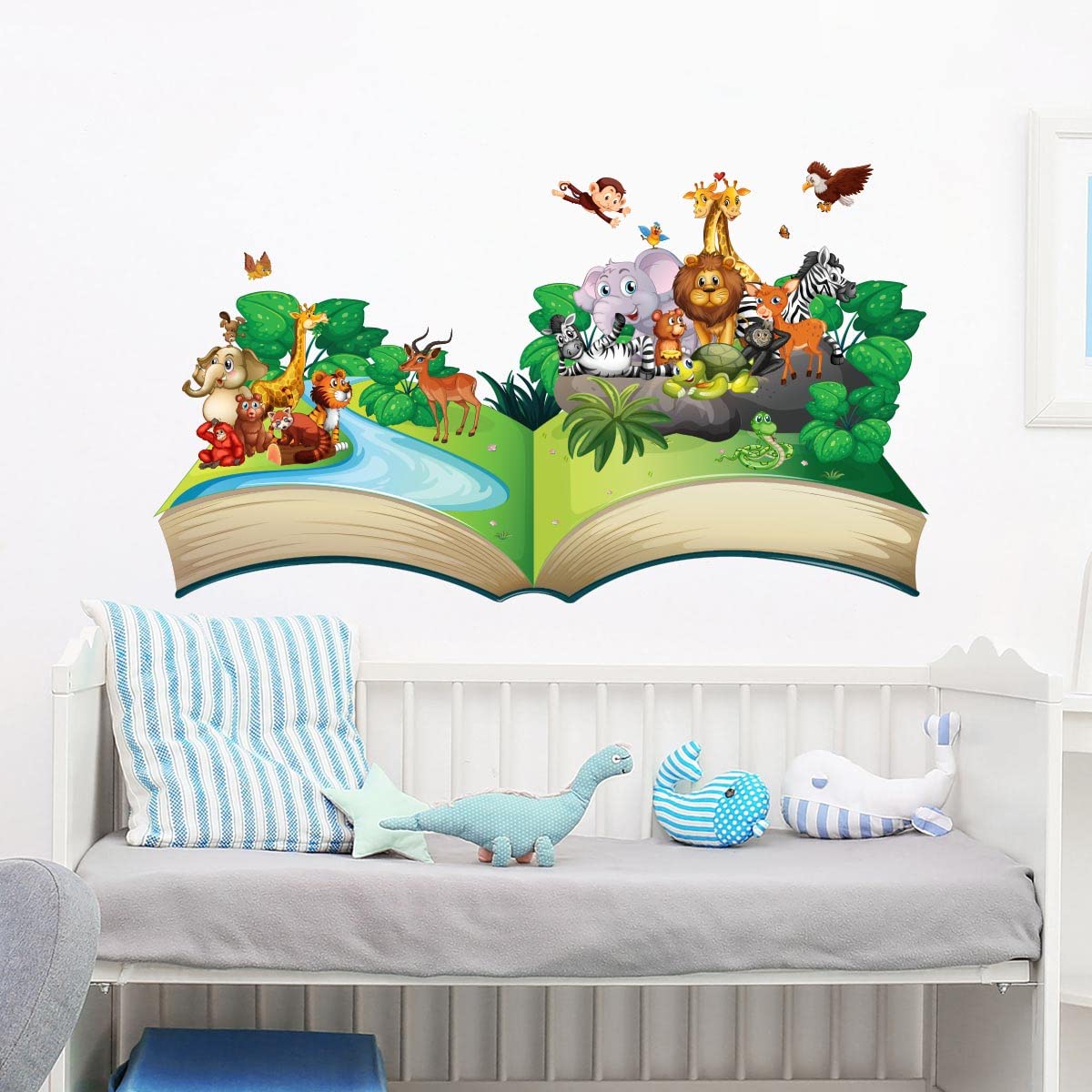 Children's Wall Stickers - Baby Room Decoration - Children's Bedroom Wall Sticker - Animal Wonder Book - Height 50 x Length 90 cm