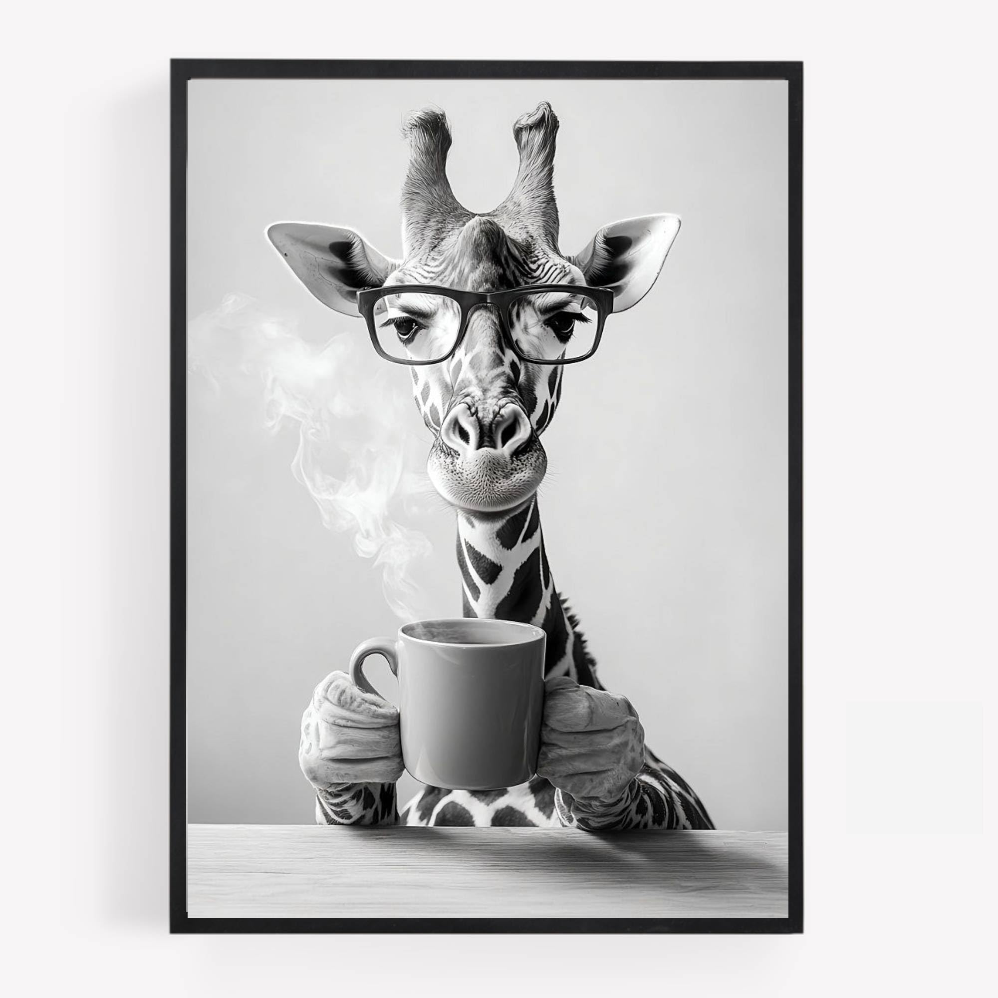 gfc Funny giraffe drinking coffee Print Picture Poster kitchen A4 UNFRAMED wall art Home decor Decorating please be seated for entire performance