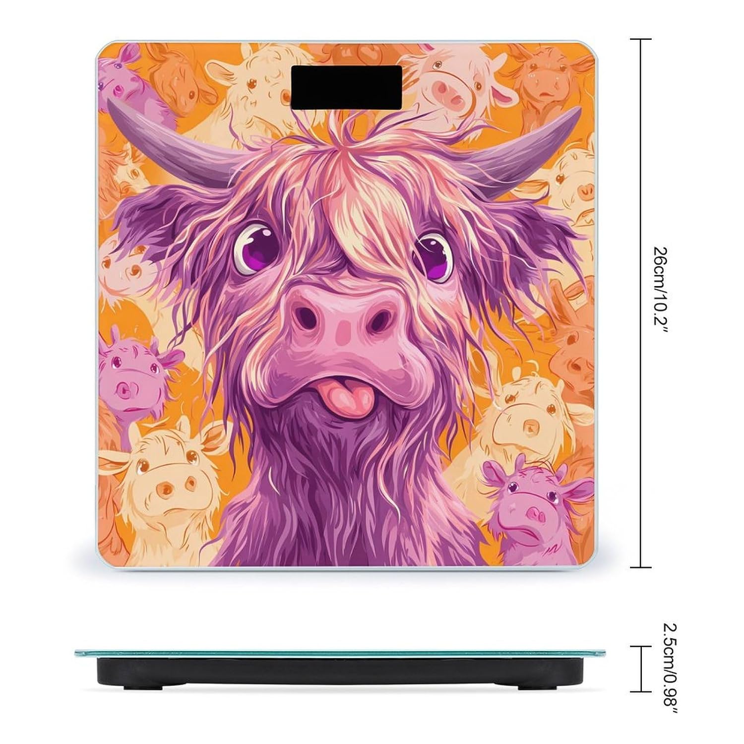 Highland Cow Friends Digital Body Weight Scale LCD Backlight Display for Bathroom Gym