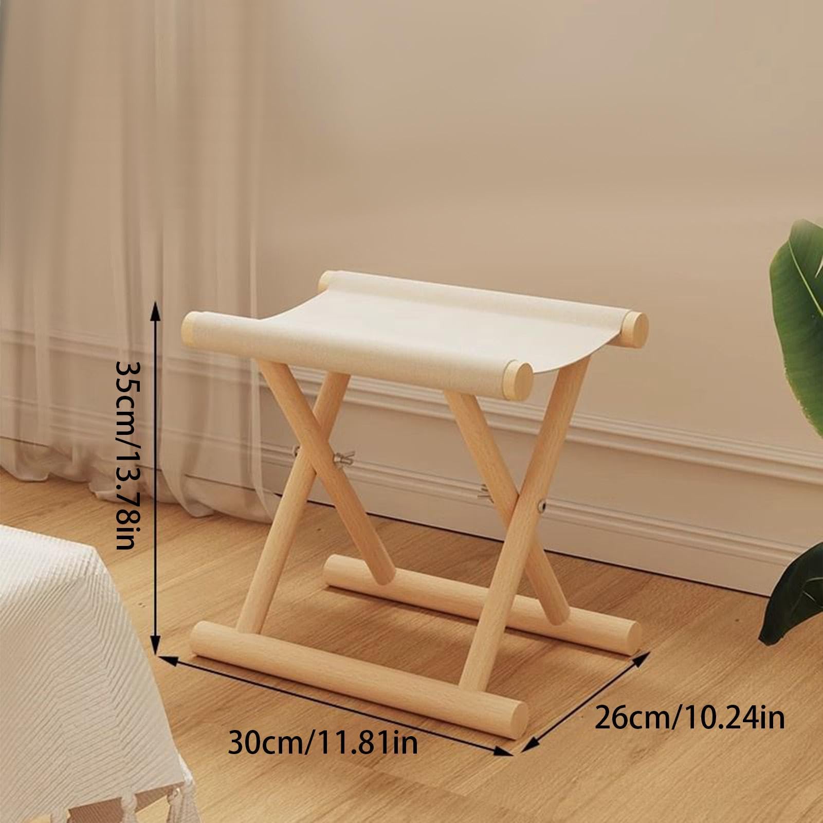 Taburete Plegable Portátil - Silla De Asiento Plegable De Madera Maciza, Solución De Asiento De Muebles Compactos Y Duraderos | Uso Doméstico Multiusos Para Sala De Estar, Dormitorio, Cocina, Baño, Co