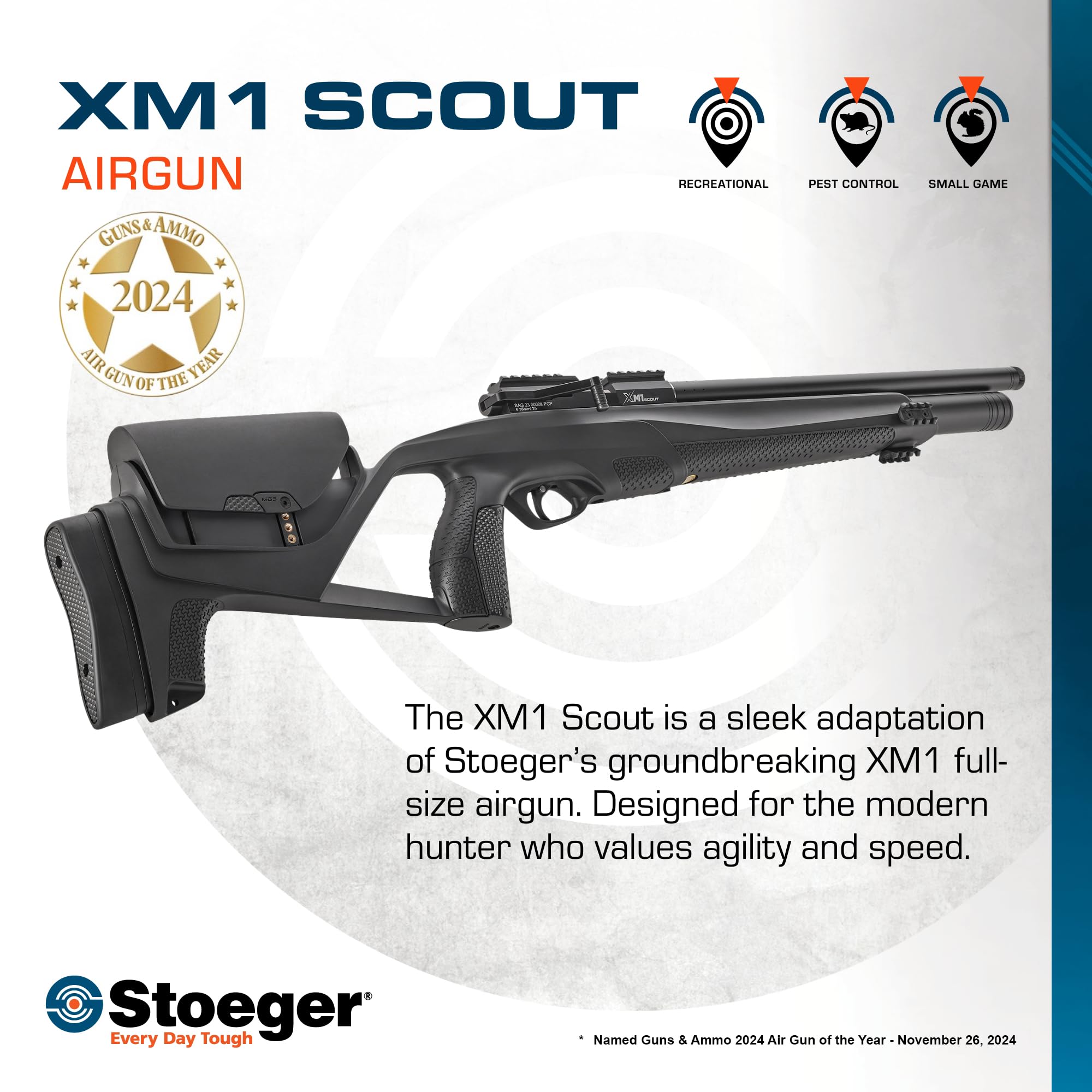 Stoeger XM1 Scout PCP Air Gun - .22 Caliber - Black Synthetic with Adjustable Pull