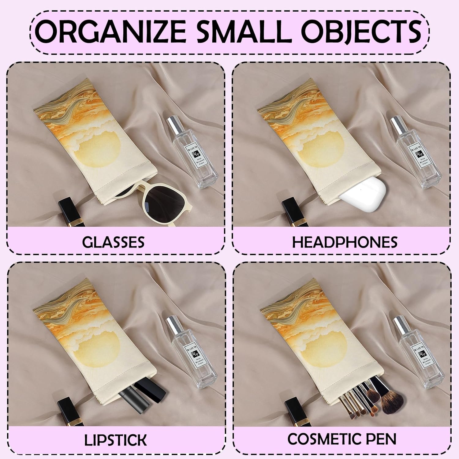 2 PCS Glasses Sunglasses Eyeglass Case Pouch Soft PU Leather with Cleaning Cloth Cute Aesthetic for Women Girls Men - Image 5