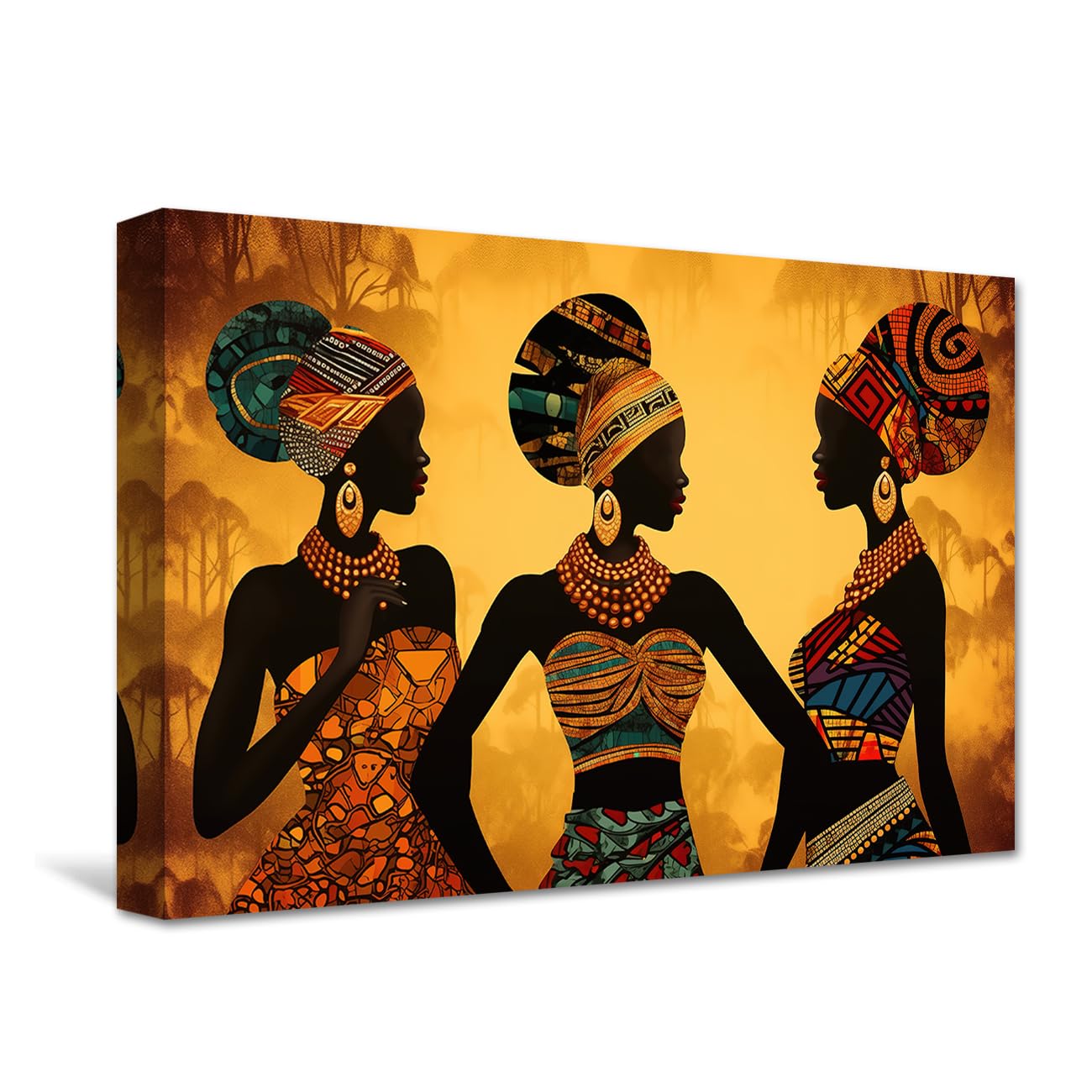 CXHOSTENT African American Woman Wall Art Black Art Painting African Girl Canvas Prints Retro Artwork for Black Women Girls Bedroom Decor (B