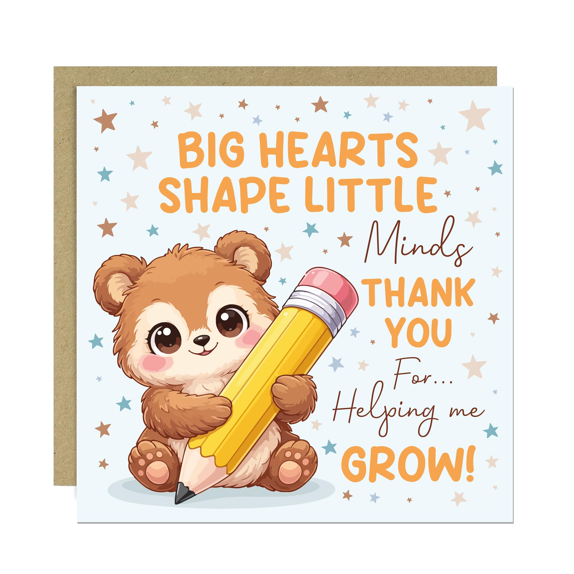 RED OCEAN Cards for Teacher To Say Thank You For Heloing Me Grow Leaving Cards for Great Teacher From Pupils Students Heartfelt Card For Teacher With Kraft Envelope