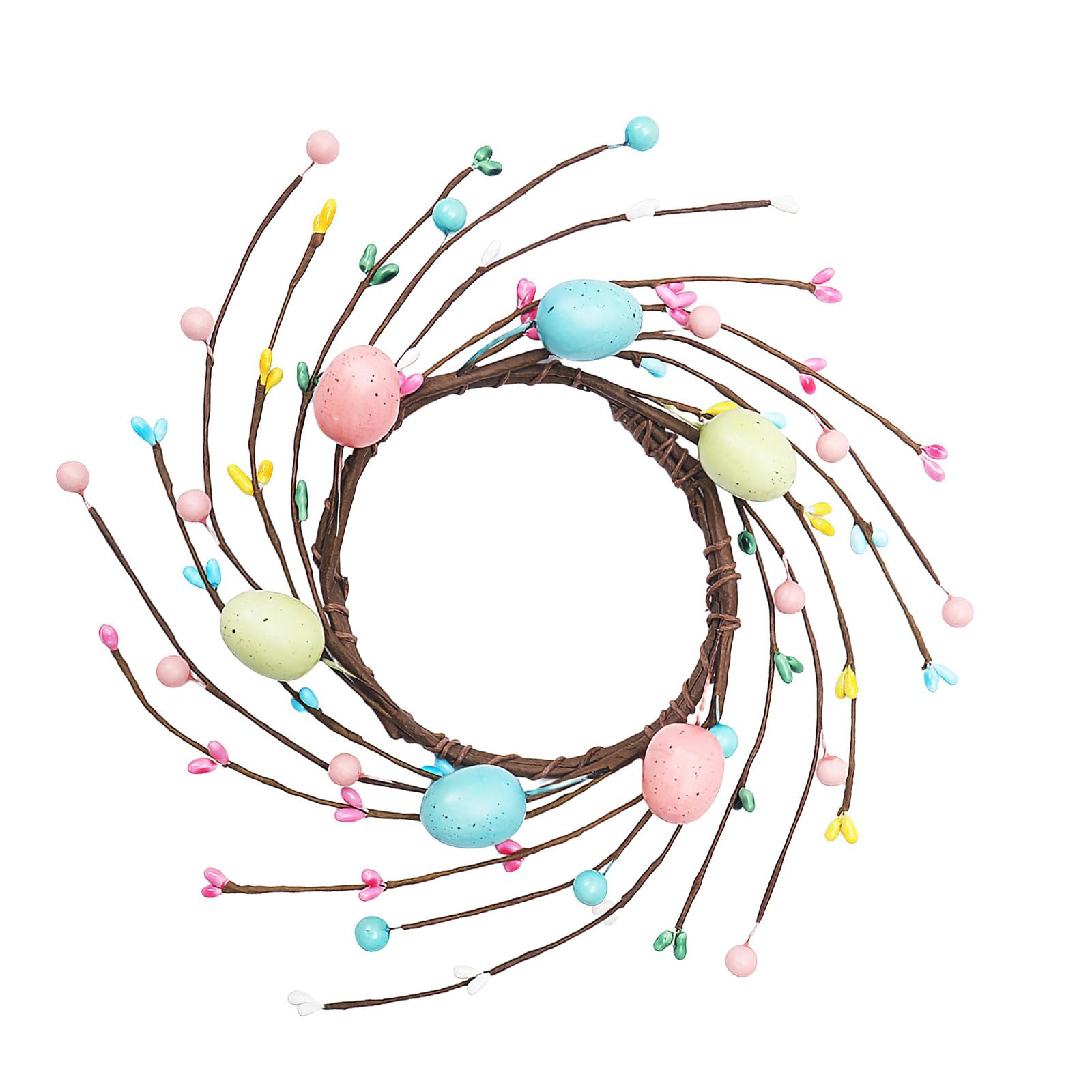 Tsophreniq Easters Wreath Spring Pillar Rings Artificial Colorful Eggs Berries Holders Festival Centerpieces Decors Easters Eggs Rings