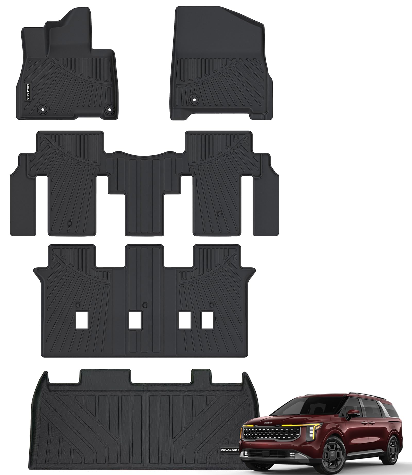 NIKALAIKA TPE Floor & Trunk Mats (Carnival Hybrid 8-Seater)