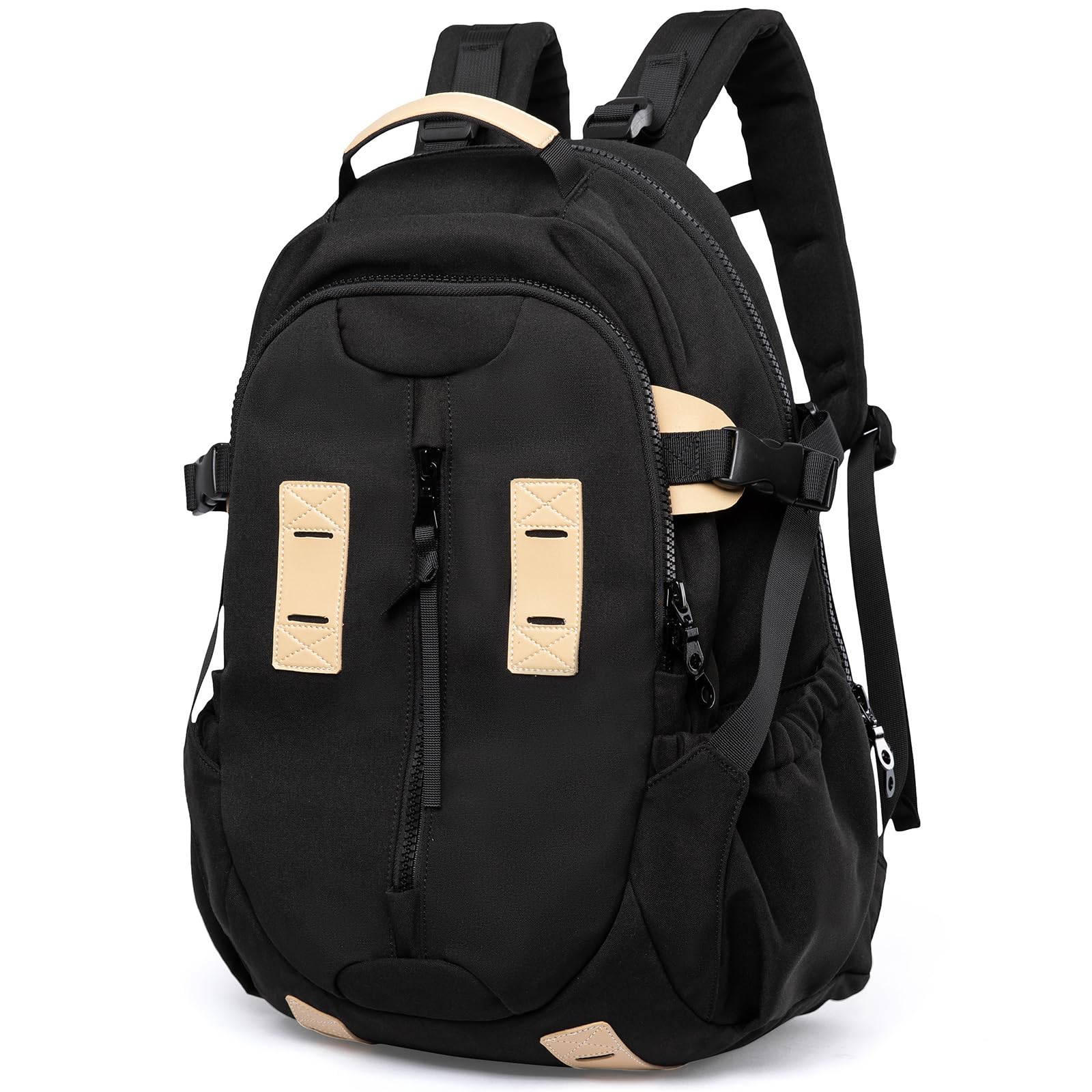 XINDING Casual Backpack for Men Women with 15.6 Inch Laptop Compartment, Waterproof Daypack Backpack for College Travel Work Daily Use, Black, 20L