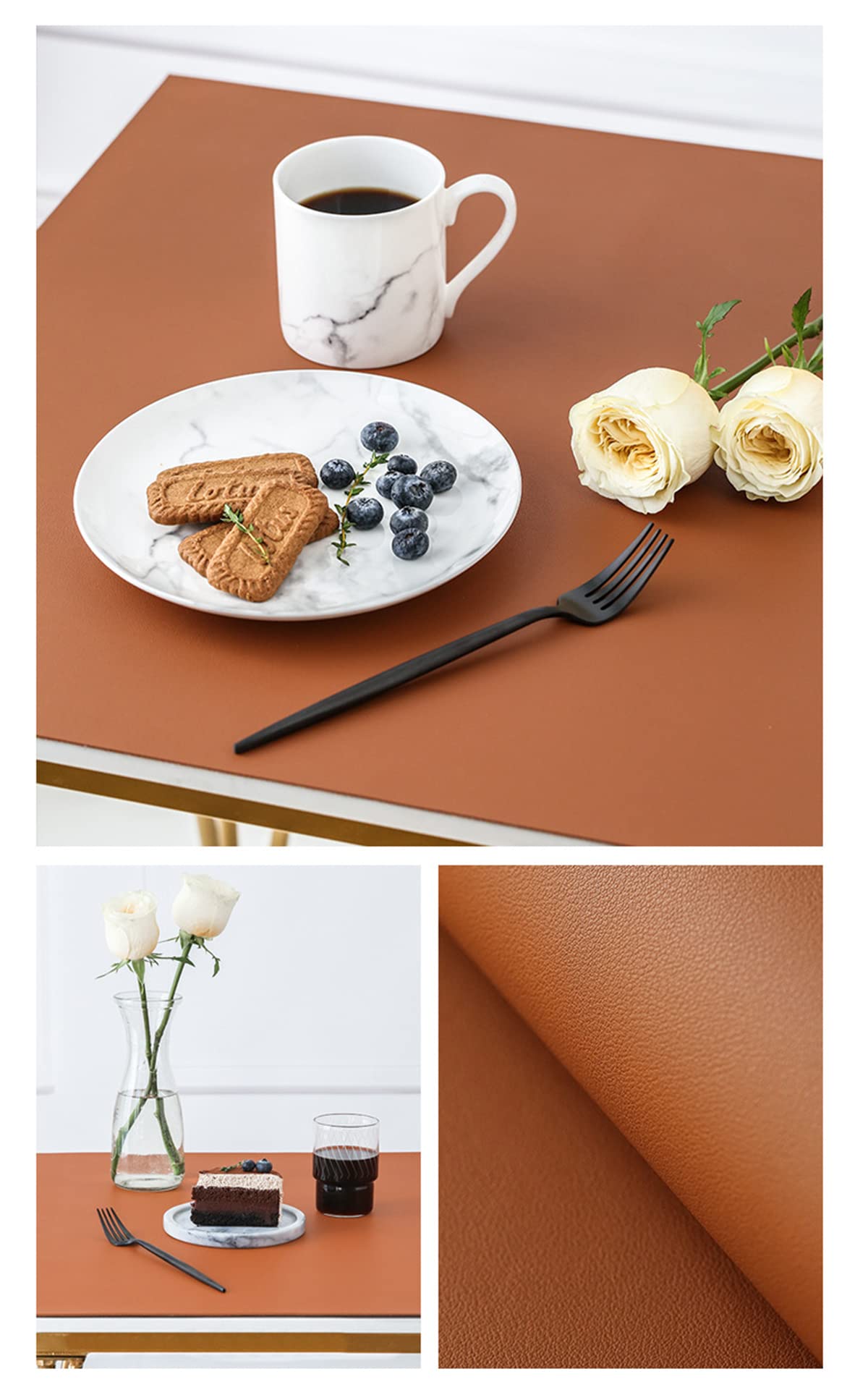 PU Tovaglia Sottomano per Scrivania Tappetino Tavolo Impermeabile Antivegetativo Resistente ai graffi Facile da pulire Marrone 50 * 200cm