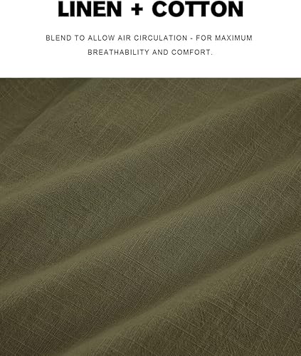 Miniatura 2 de Ryannology Mens Guayabera Shirts Linen Short Sleeve Button Down Casual Beach Cuban Camp Mexican Shirt for Men Khaki