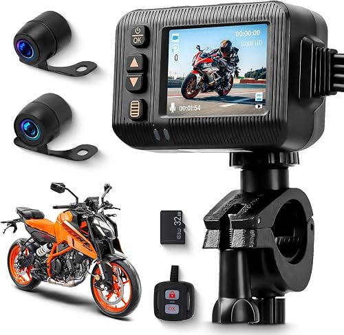 Dashcam moto double 1080p, écran 2 pouces, carte 32 Go VECHTEL