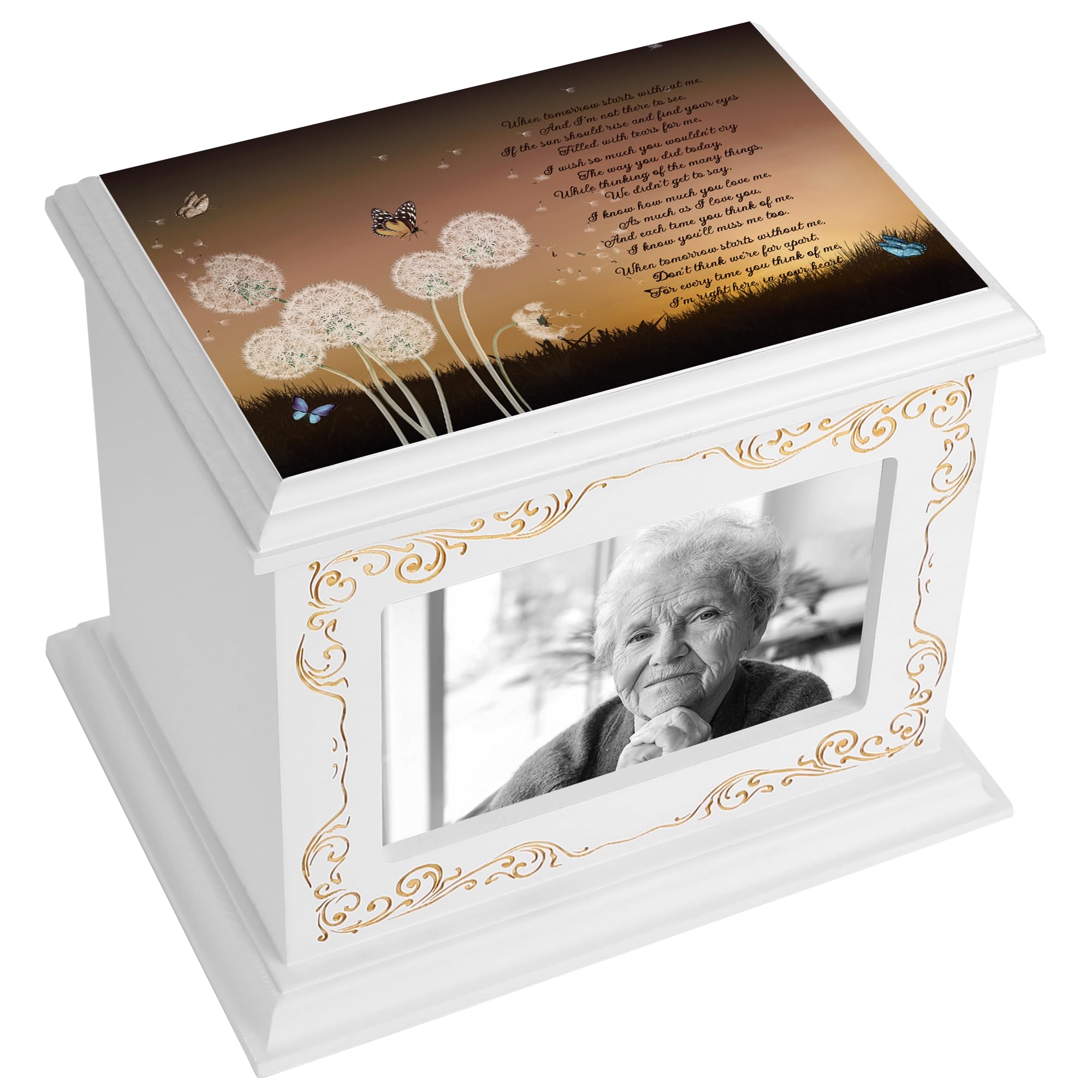 Cremation Urns for Human Ashes Adult Male or Female, Funeral Memorial Urns for Ashes with Photo Frame, Wooden Urns Box and Casket for Men Women, Burial Urn for Adults Up to 200 IBS