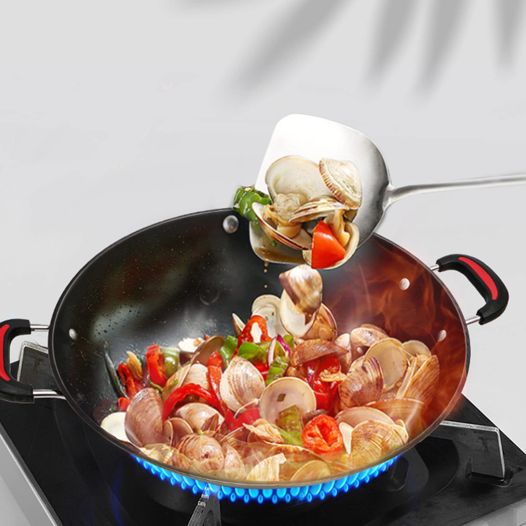 Wok in Ghisa, Pentola in Ghisa, Adatto per Fornelli A Gas,46CM