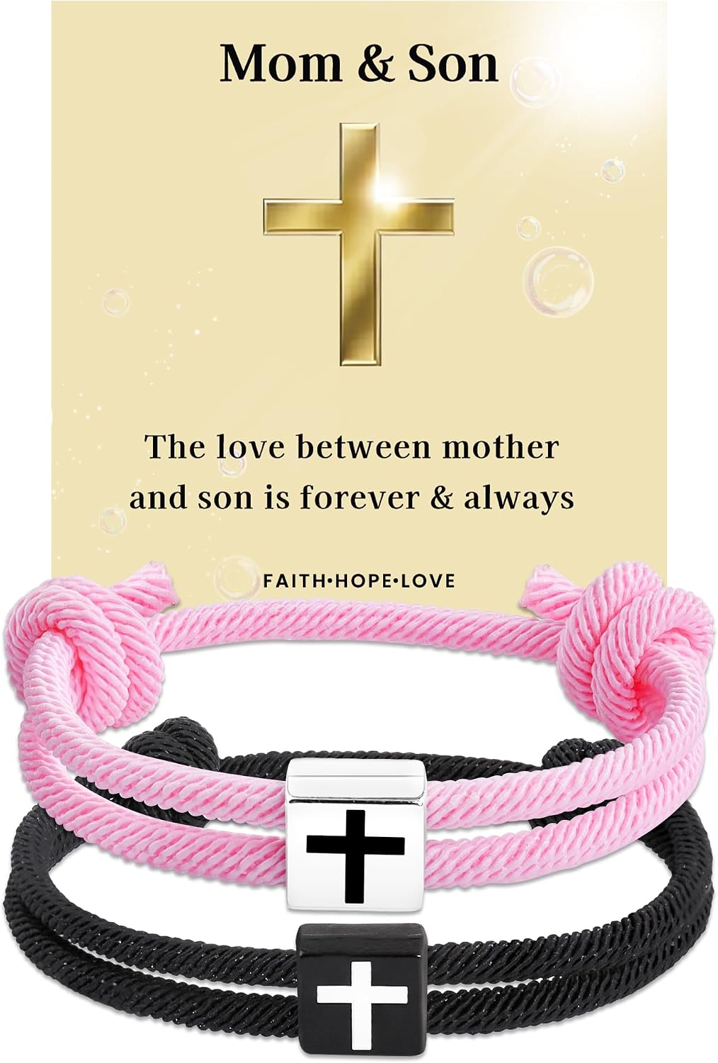SUNSH Mother Daughter Father Son Gifts, Matching Cross Bracelets for Family