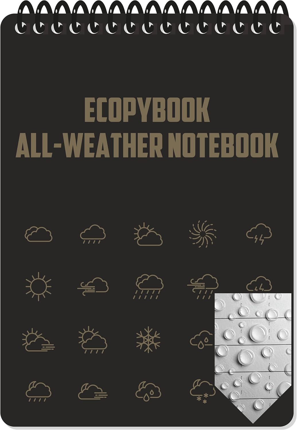 Ecopybook Waterproof Notepad, Waterproof Paper From Composite Material, Reusable Weatherproof Pocket Notebook, Top Spiral Notebook, Mini Notepad (Regular A6)