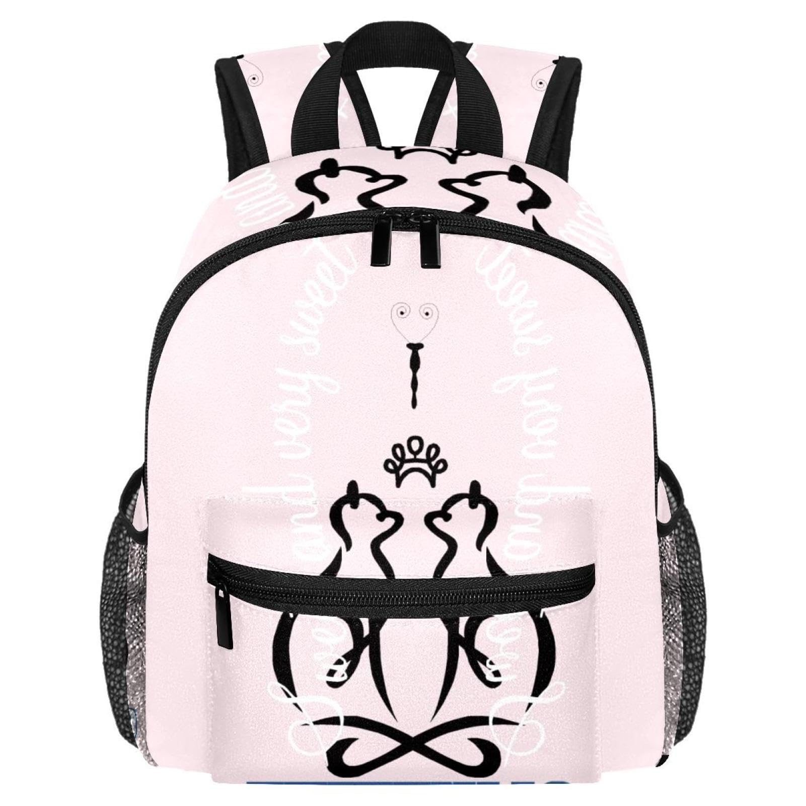 Sac à dos chats rose léger et ergonomique avec compartiments gourde