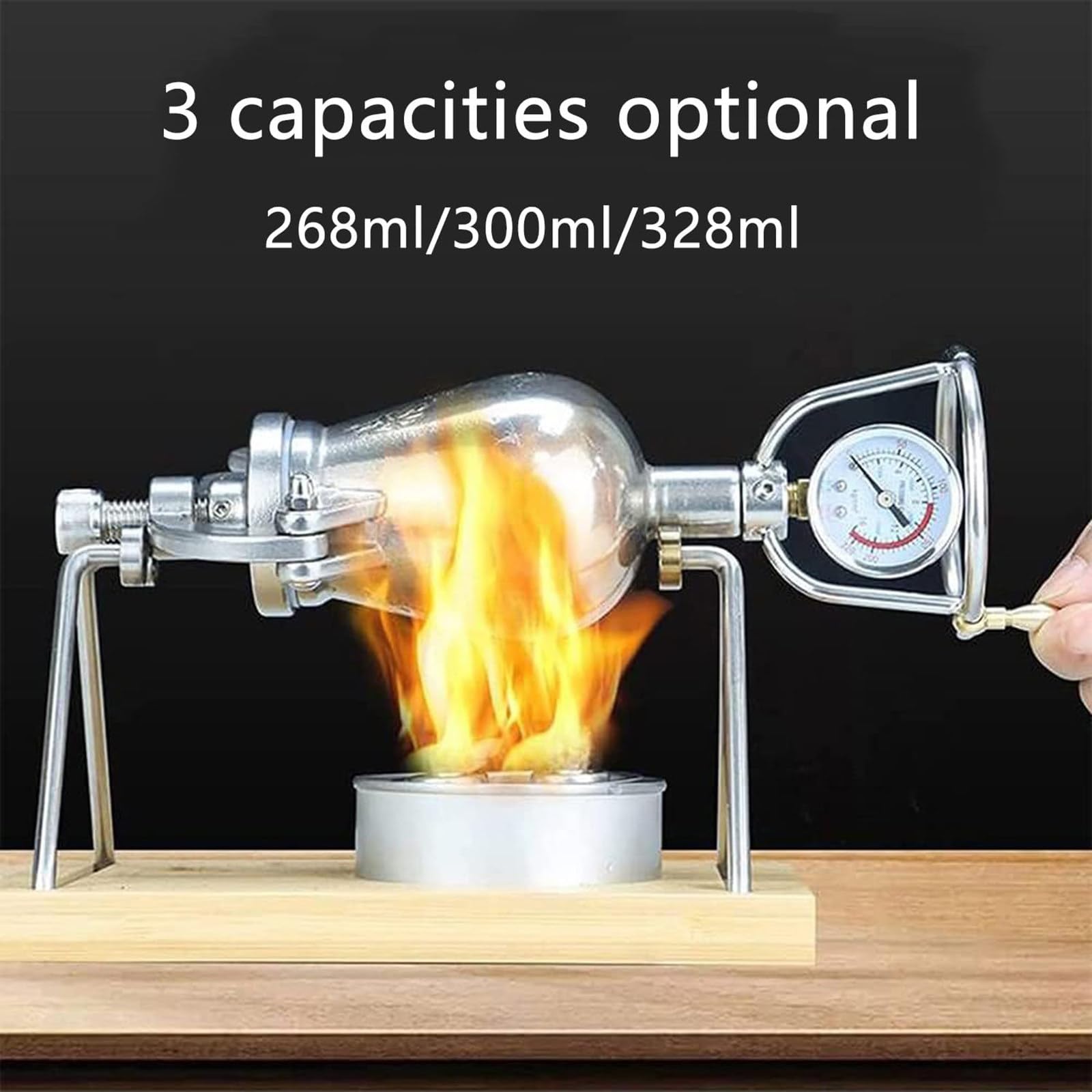300ml Popcornmaschine Retro Popcorn Maker mit Manometer Edelstahl-Popcorn-Popper Mini- Popcorn Maschine für Heimkino-Abend
