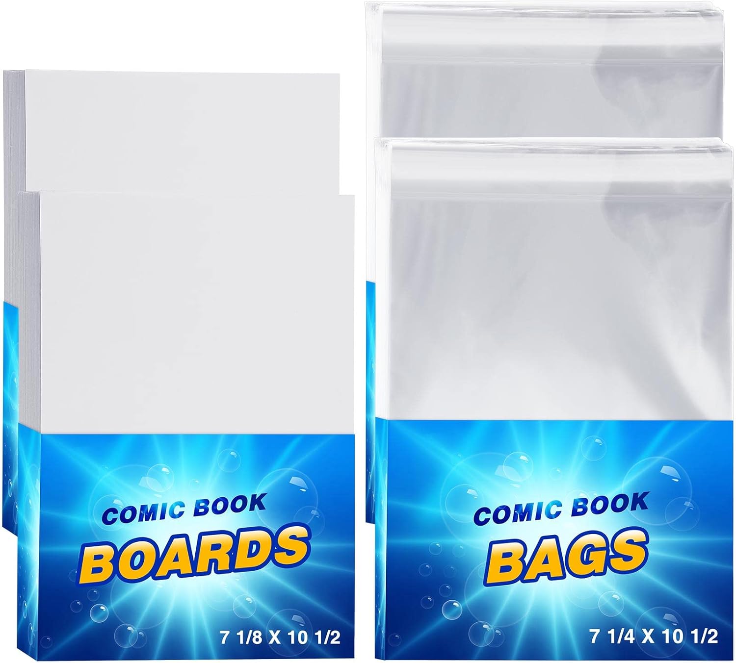 120 Pcs Silver Age Comic Book Bags and Boards Pack of 60 Comic Bags and