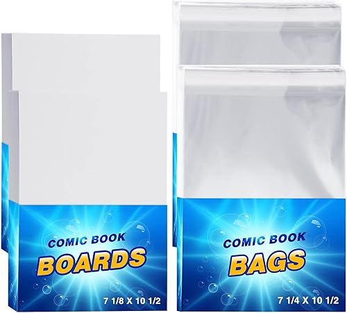 Paquete de 120 bolsas y tableros de cómics Silver Age de 60 bolsas de cómics y 60 tableros reutilizables para cómics, fundas y tableros