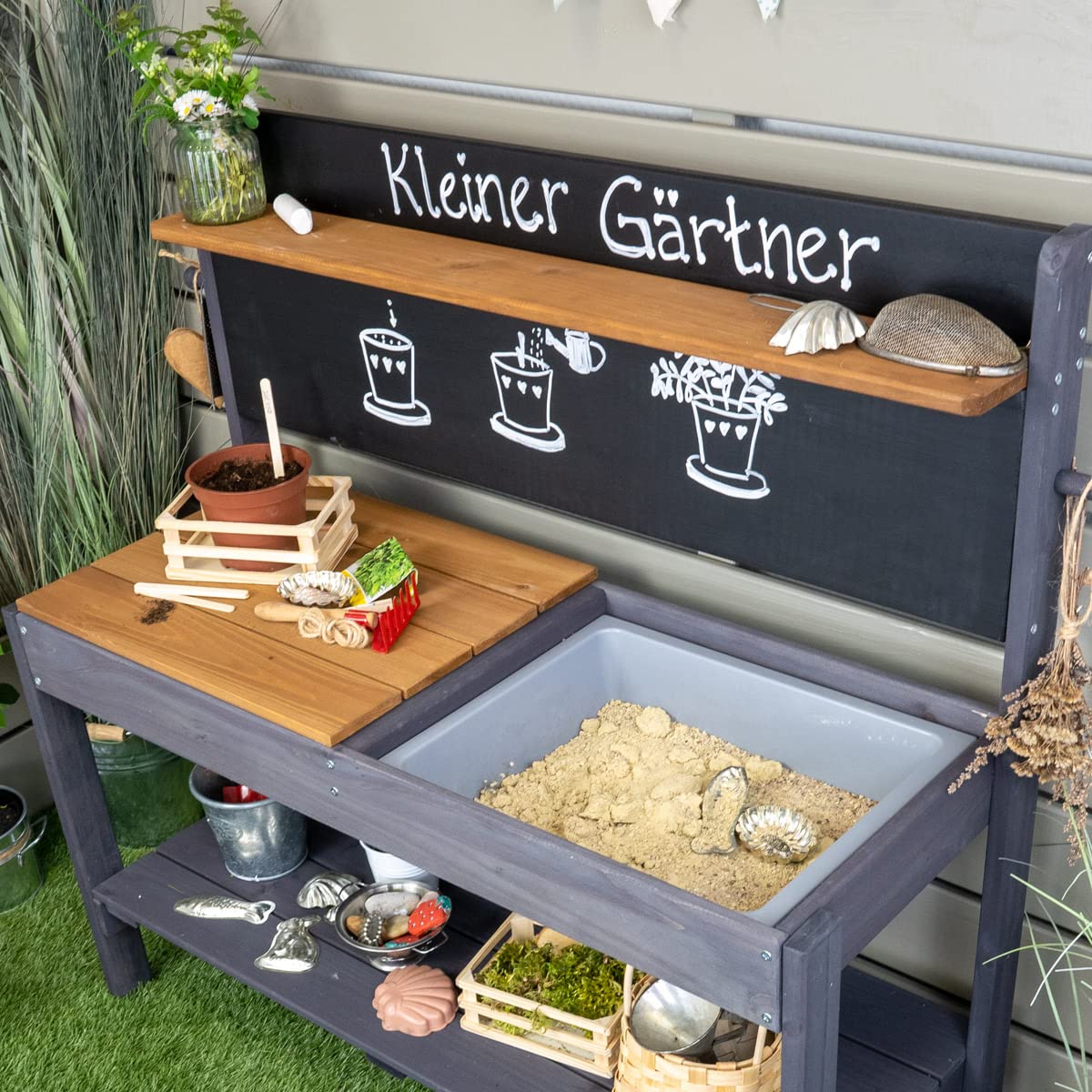 Meppi Matschküche Kleiner Gärtner anthrazit/braun