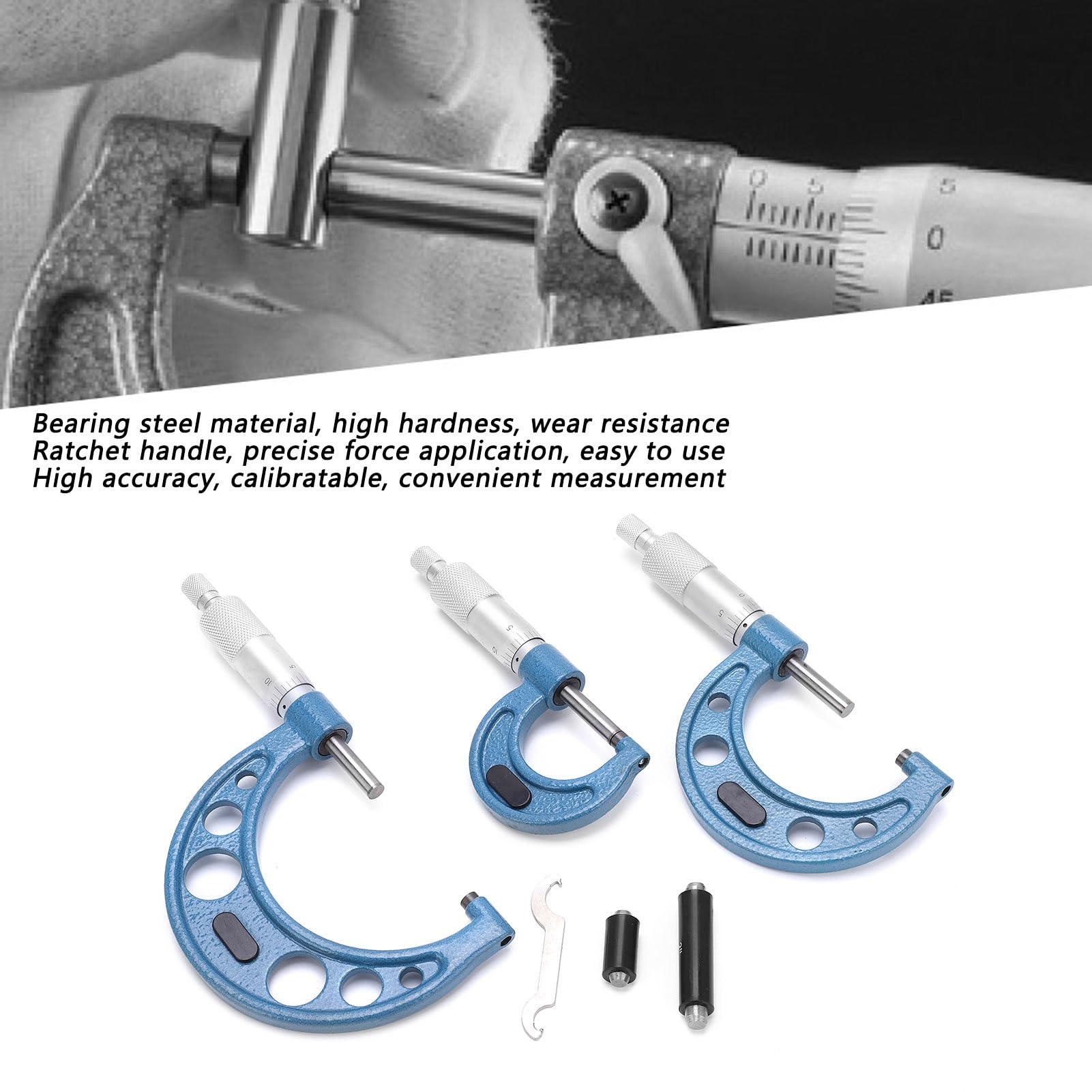 Außenmessschraube aus Wälzlagerstahl, 0,0001 Zoll Mikron-Messwert, Mehrbereichs-Mikrometer-Set, für die Bearbeitung von Werkstücken außerhalb der Dimensionen